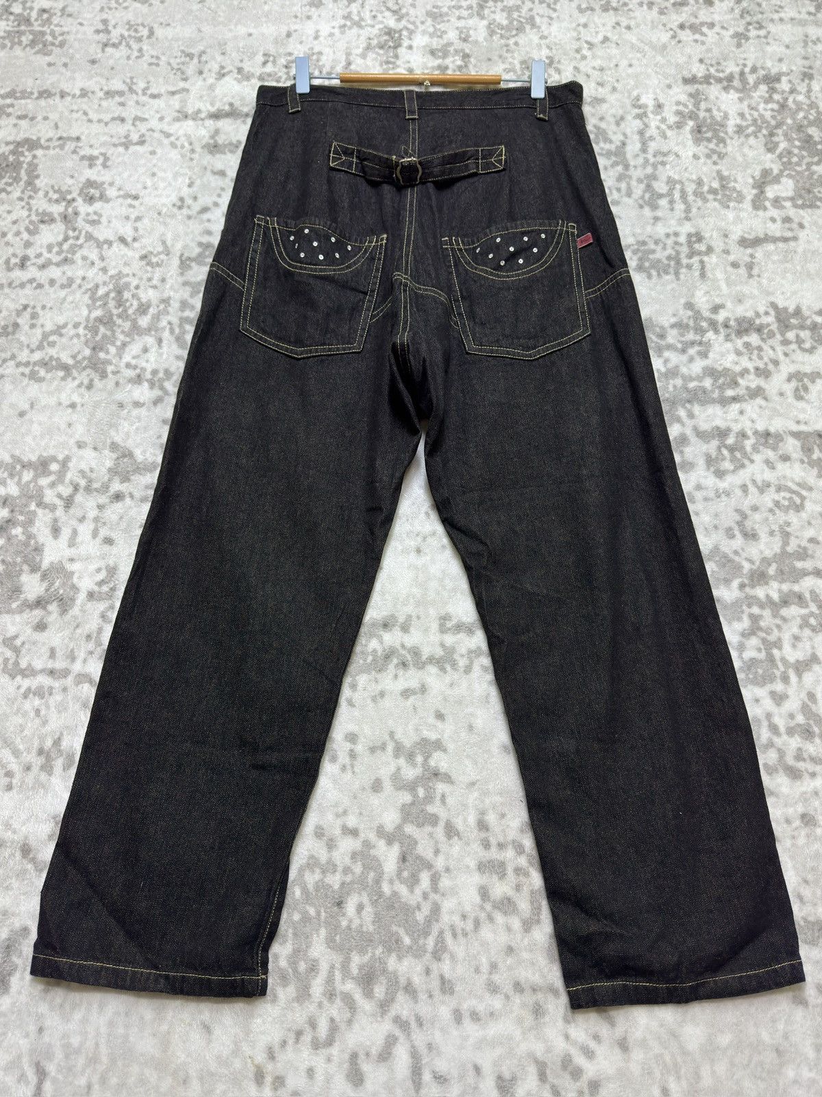 Japanese Brand Vintage Crotch Pant Kawa Okada Buckle back Embroidered Denim Size US 31 - 1 Thumbnail