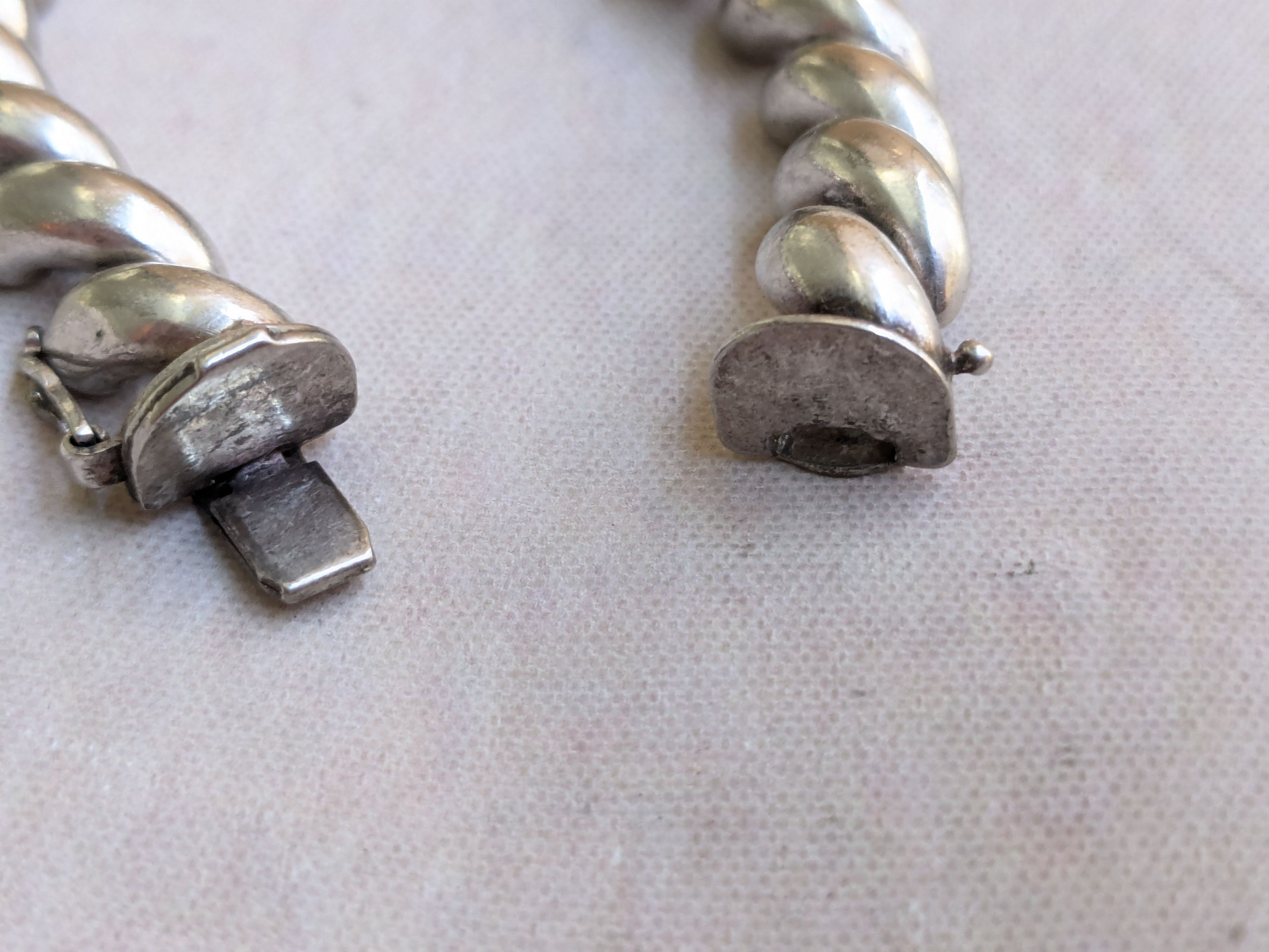 Vintage Vintage Sterling Silver Bracelet San Marcos Macaroni 7 Size ONE SIZE - 10 Thumbnail