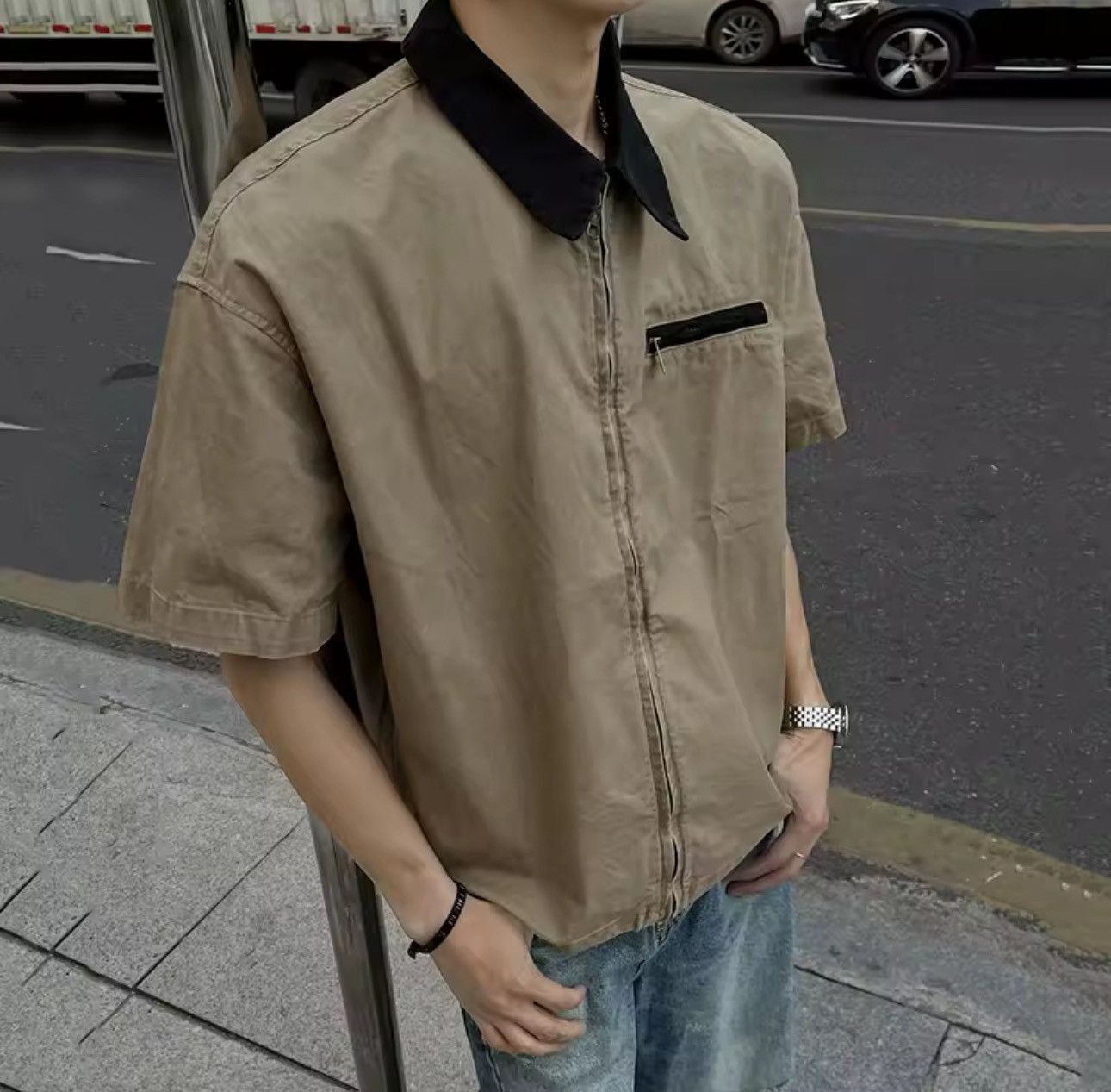 Other Washed Retro Vintage Style Denim Short Sleeve Jacket Shirt Size US M / EU 48-50 / 2 - 1 Thumbnail