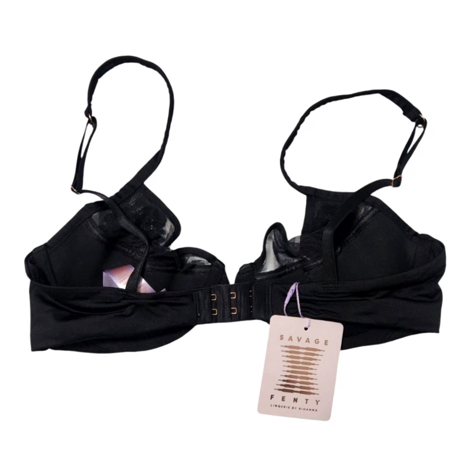 Vintage Savage X Fenty Womens 34C Bra Lace Half Cup Underwired Caviar Size ONE SIZE - 2 Thumbnail