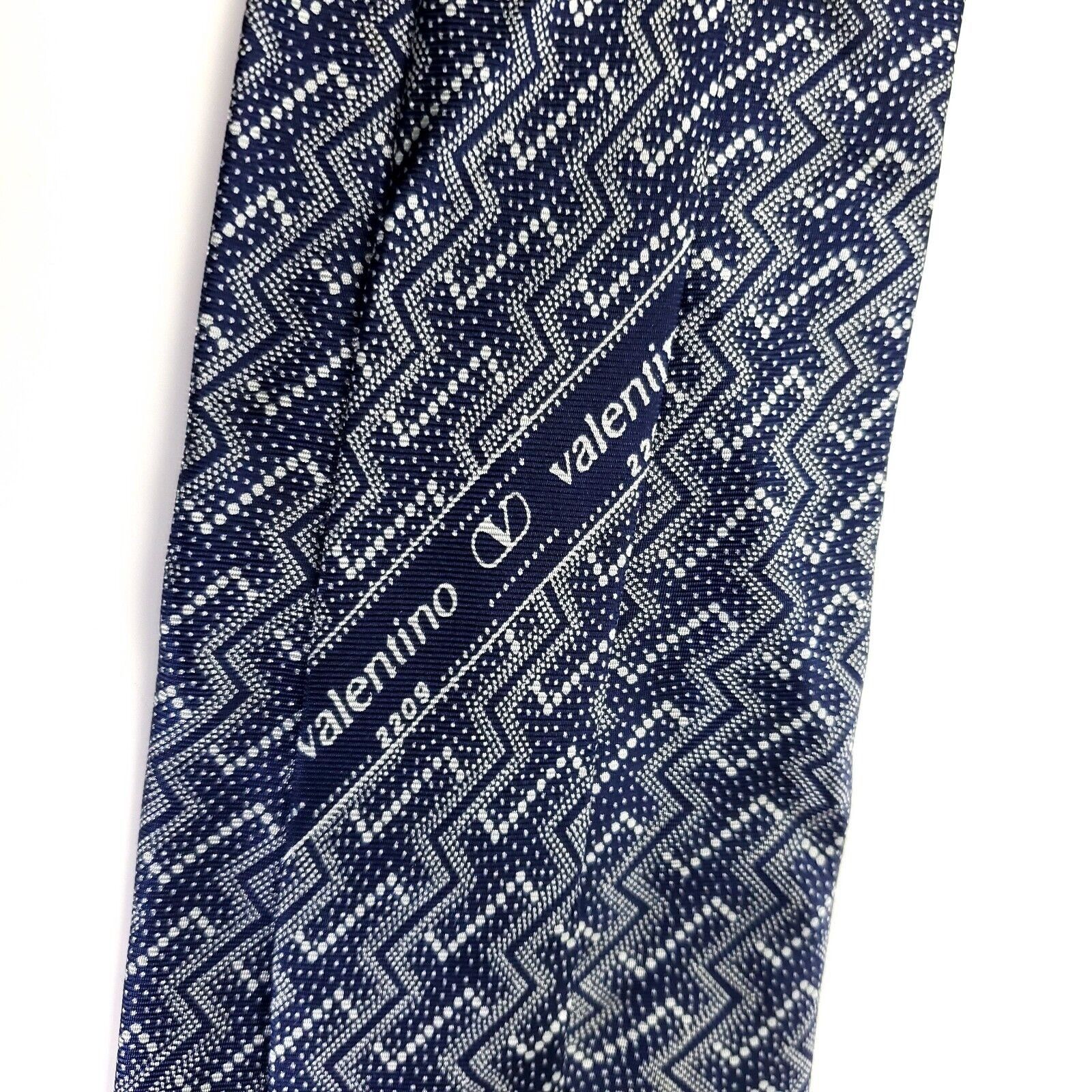 Valentino Valentino Cravatte Blue Abstract Woven Short Silk Tie Size ONE SIZE - 7 Thumbnail