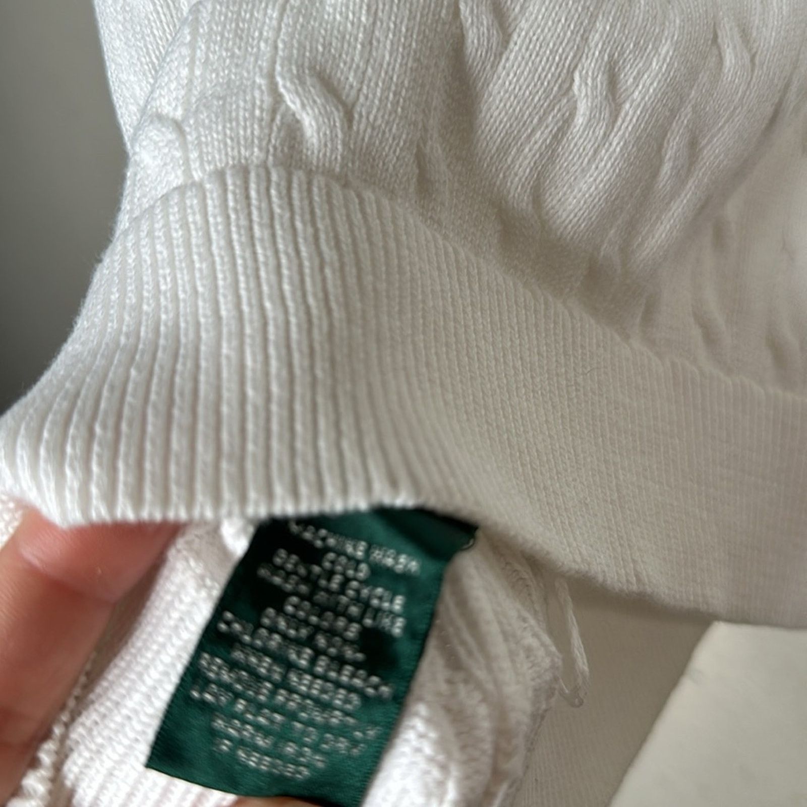 Lauren Ralph Lauren × Vintage VTG Ralph Lauren Cable Knit White Blue Logo Sweater XL Size XL / US 12-14 / IT 48-50 - 15 Thumbnail