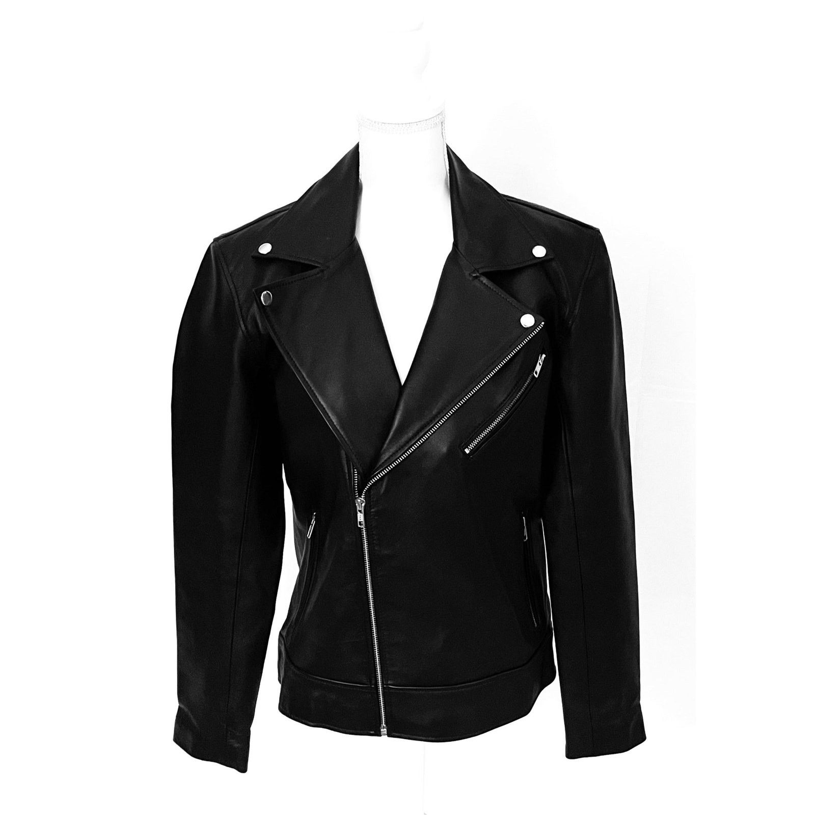 & Other Stories Marco Leather Moto Biker Jacket Size US L / EU 52-54 / 3 - 4 Thumbnail