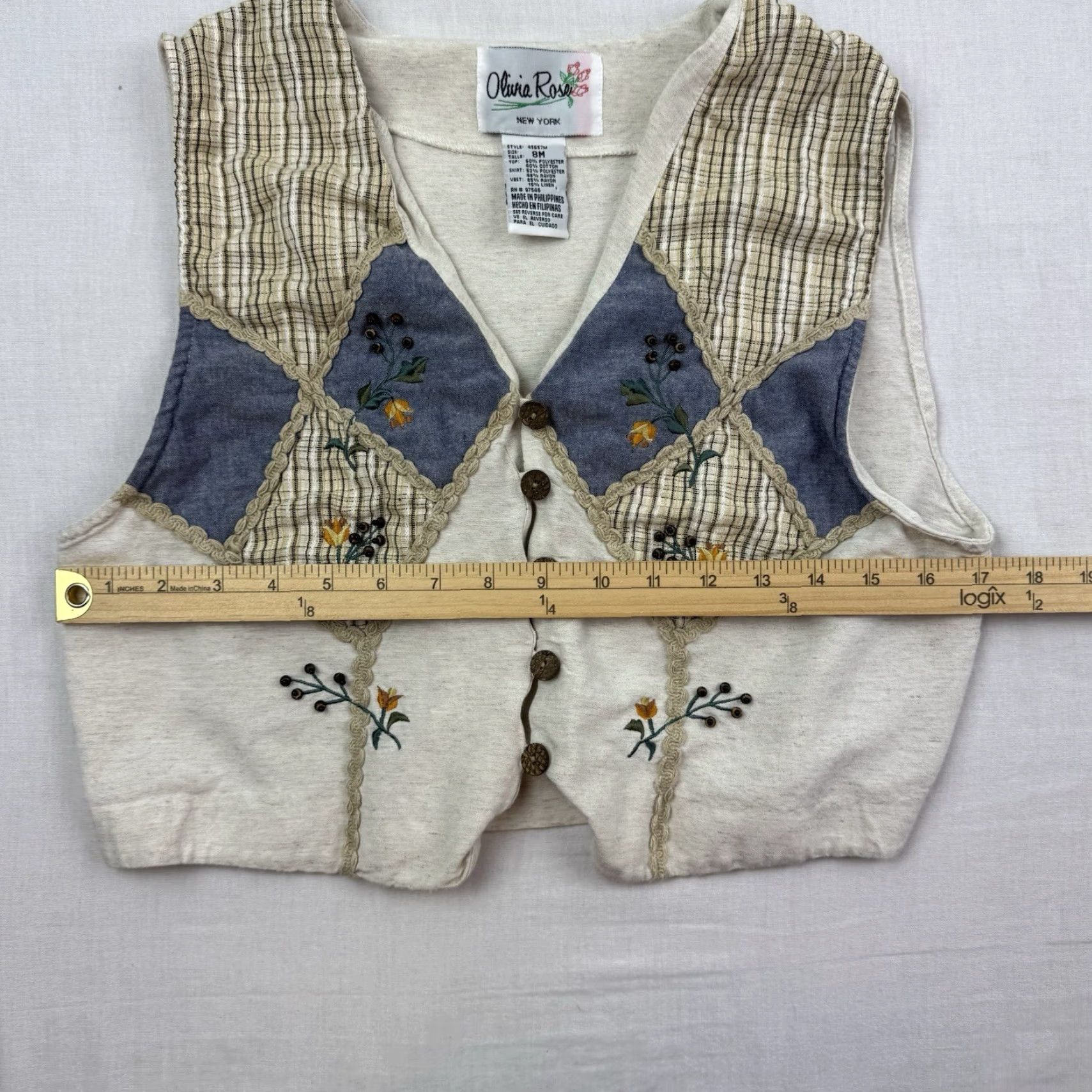 Vintage VINTAGE Geometric Olivia Rose Vest Womens 8M Button-Up Sleeveless Floral Geometric 80s 90s Womens Size M / US 6-8 / IT 42-44 - 7 Thumbnail