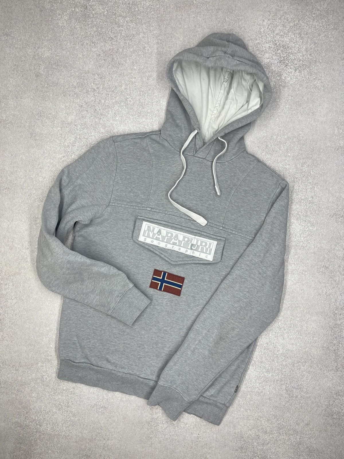 Mens Napapijri Anorak Hoodie Grey Outdoor Gorpcore Y2K