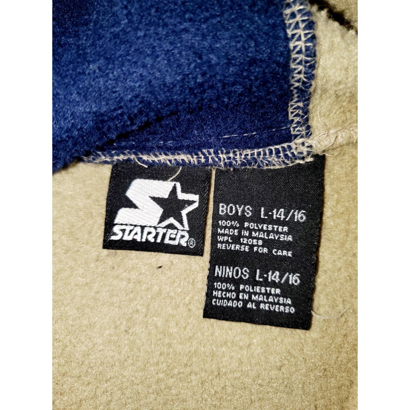 Starter VINTAGE Starter Hoodie 1/4 Zip Long Sleeve Fleece Pullover Mens Cream/Navy Blue Size US L / EU 52-54 / 3 - 5 Thumbnail