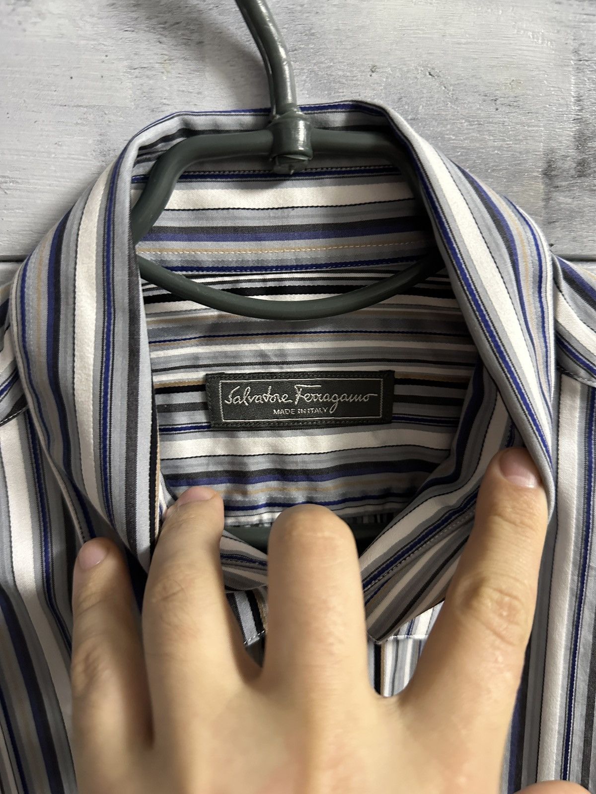 Salvatore Ferragamo Luxury Salvatore Ferragamo Shirt Button in Striped Size XL Size US XL / EU 56 / 4 - 8 Thumbnail