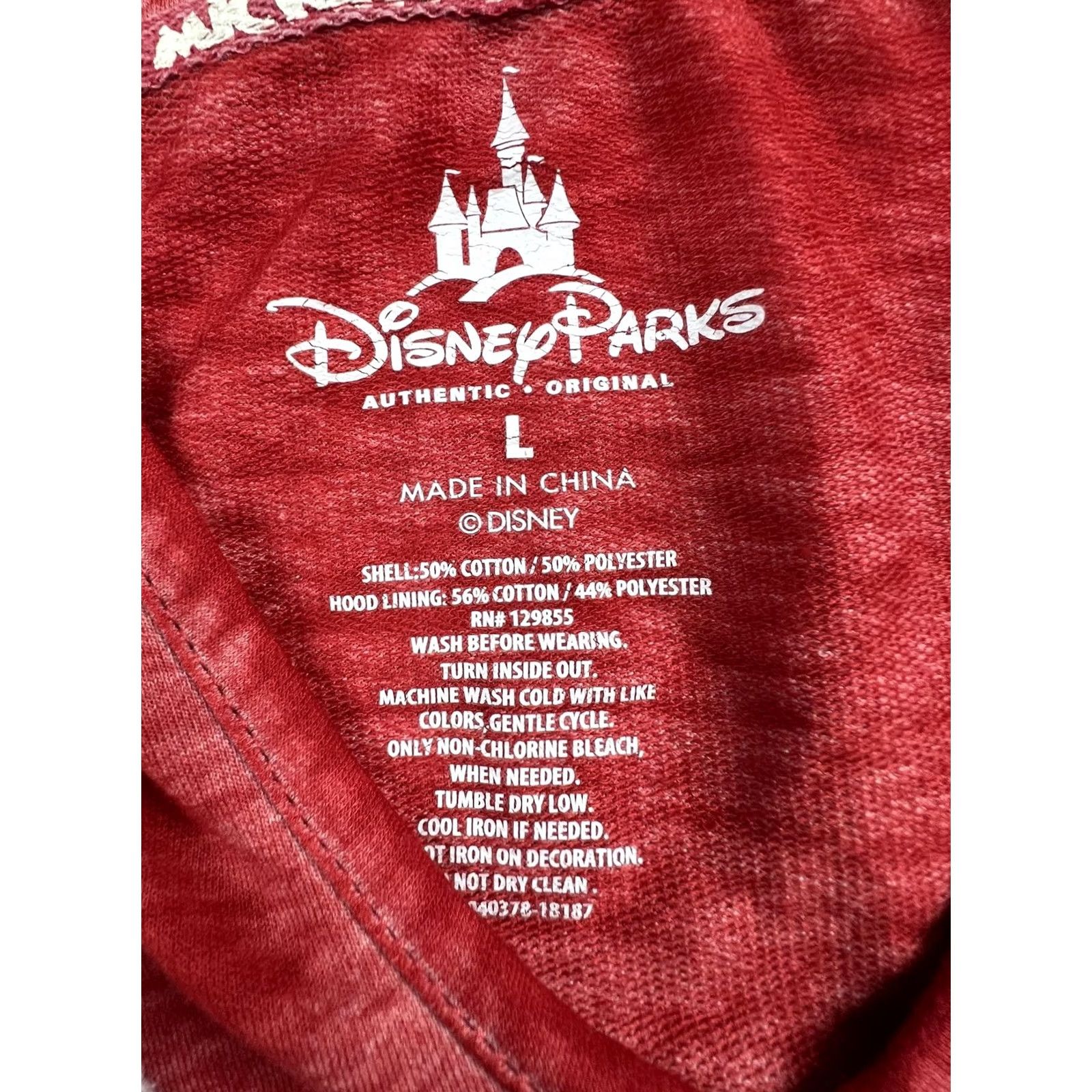 Vintage Disney Parks Shirt Womens L Red V Neck Long Sleeve Hooded Mickey Mouse Tunic Top Size L / US 10 / IT 46 - 3 Thumbnail