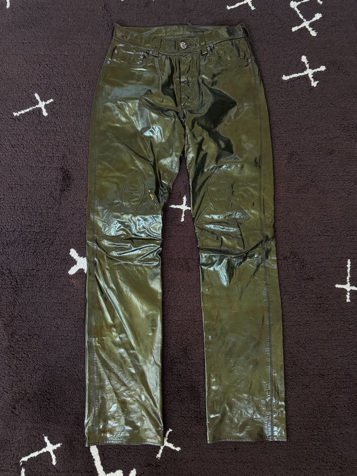 Chrome Hearts Chrome Hearts multi cross le fleur patent leather pants Size US 29 - 2 Thumbnail