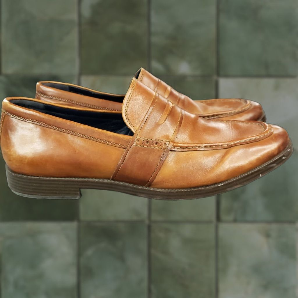 Cole Haan Brown Leather Penny Loafers Slip On Mens Size 11 Comfort Dress Shoes