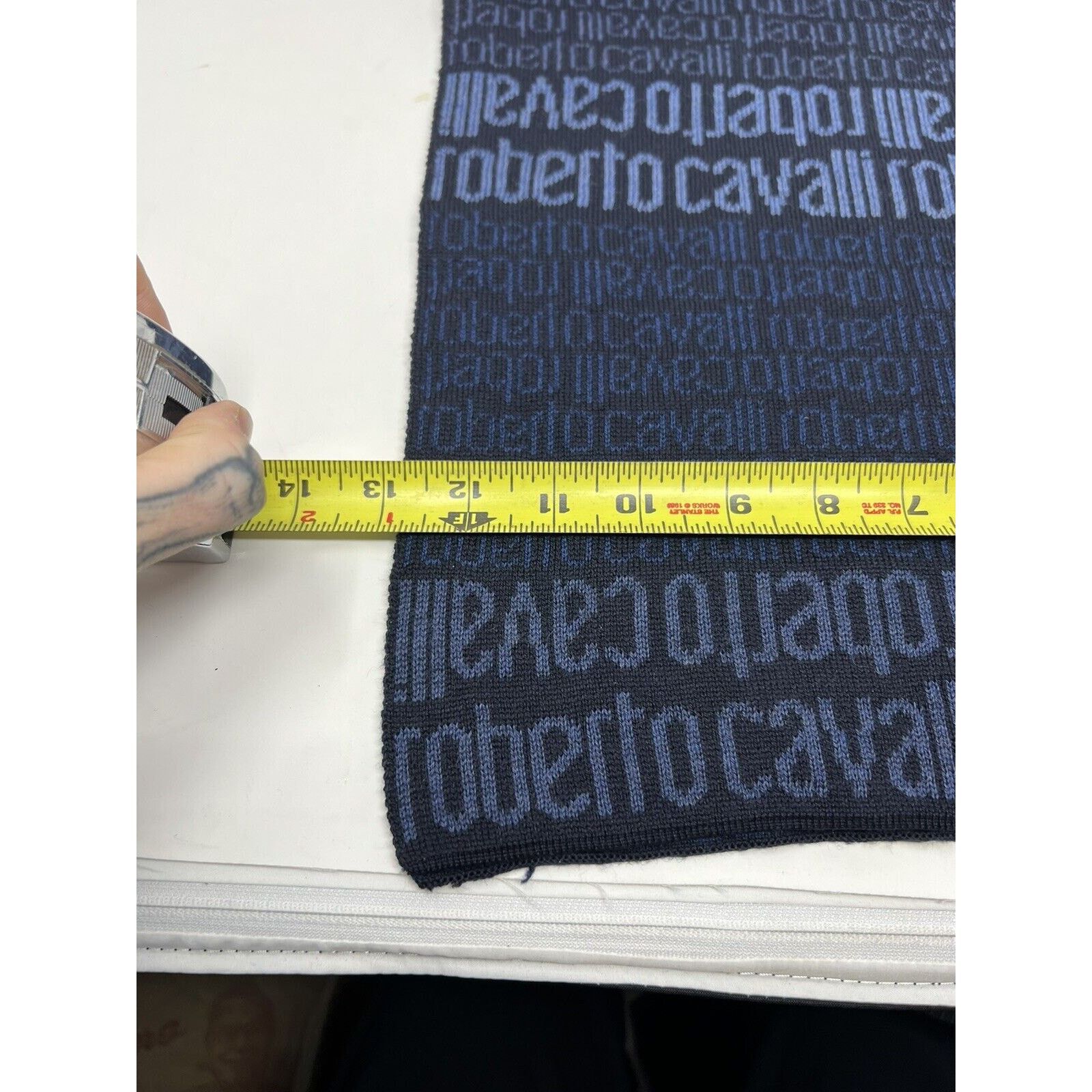 Roberto Cavalli Roberto Cavalli Cravatte S90 Blue Scarf Logomania Spellout Size ONE SIZE - 7 Thumbnail