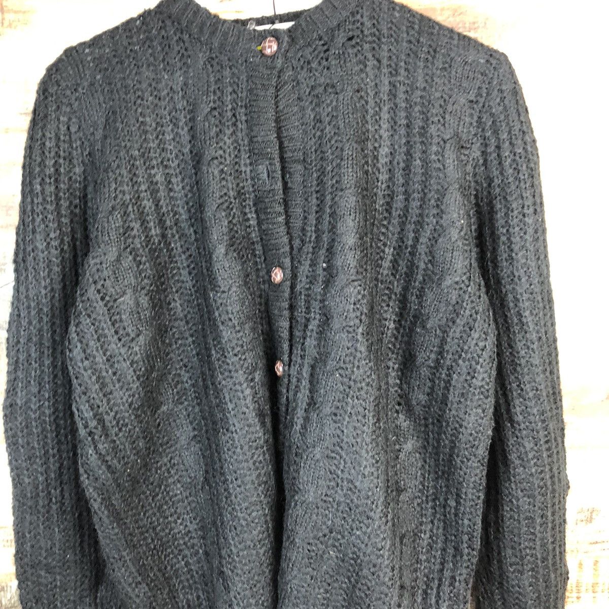 Aran Isles Knitwear View Life Black Patterned Cardigan knitwear #A1686 Size XL / US 12-14 / IT 48-50 - 5 Thumbnail