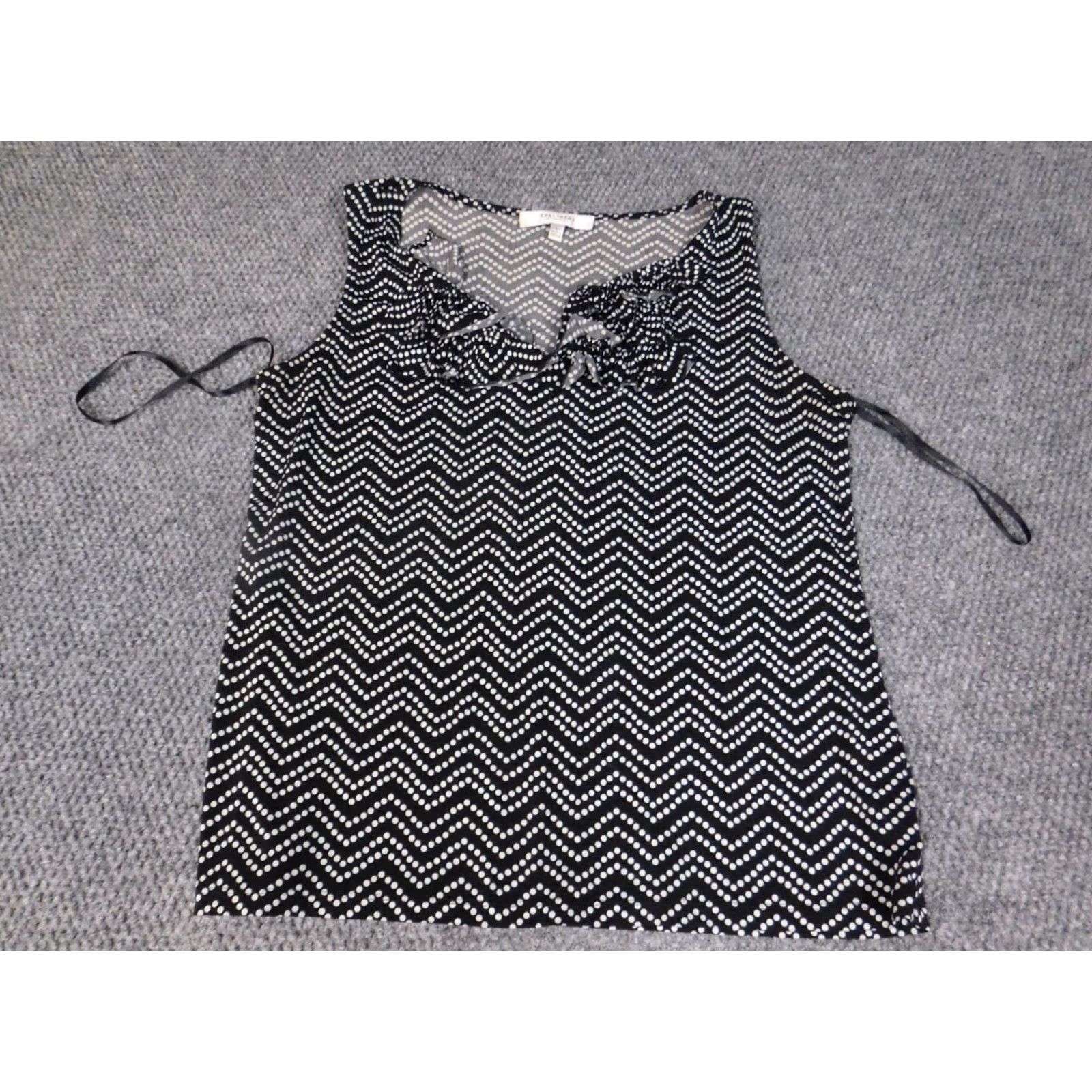 Vintage Jones Studio Blouse L Womens Black Pullover Sleeveless Collared Button Stretch Casual Regular Size L / US 10 / IT 46 - 2 Thumbnail