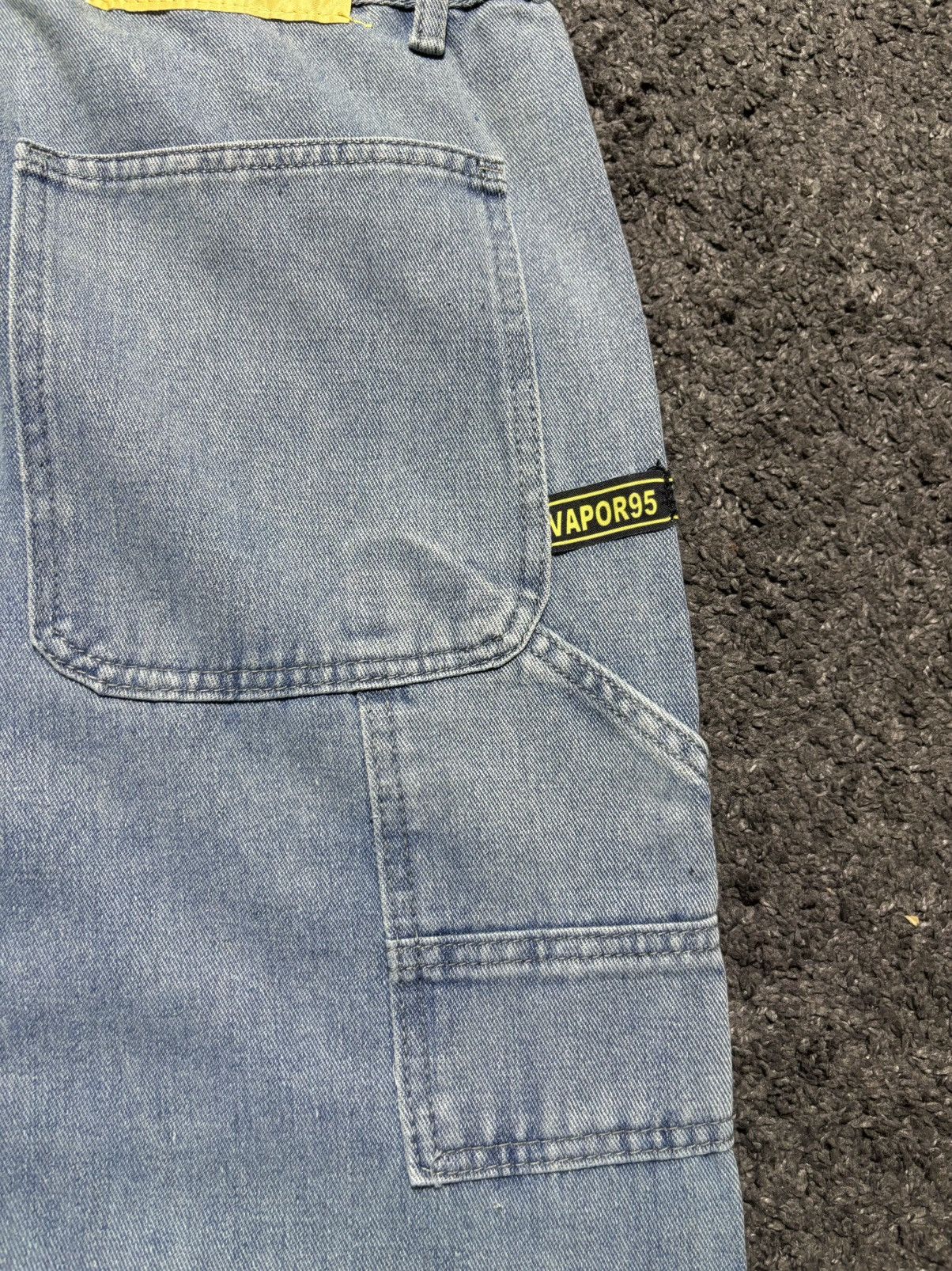 Jean × Vintage Vintage streetwear wide leg rare yellow blue baggy jeans Size US 33 - 17 Thumbnail