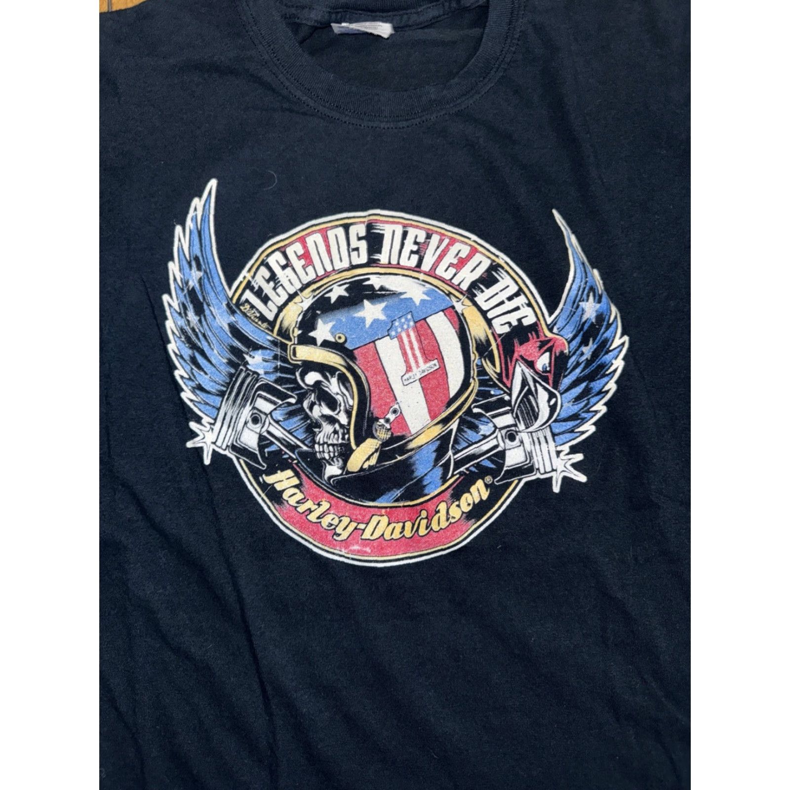 Harley Davidson VINTAGE Harley-Davidson Legends Never Die Eagle Graphic T-Shirt Black L Mens Size US L / EU 52-54 / 3 - 2 Thumbnail