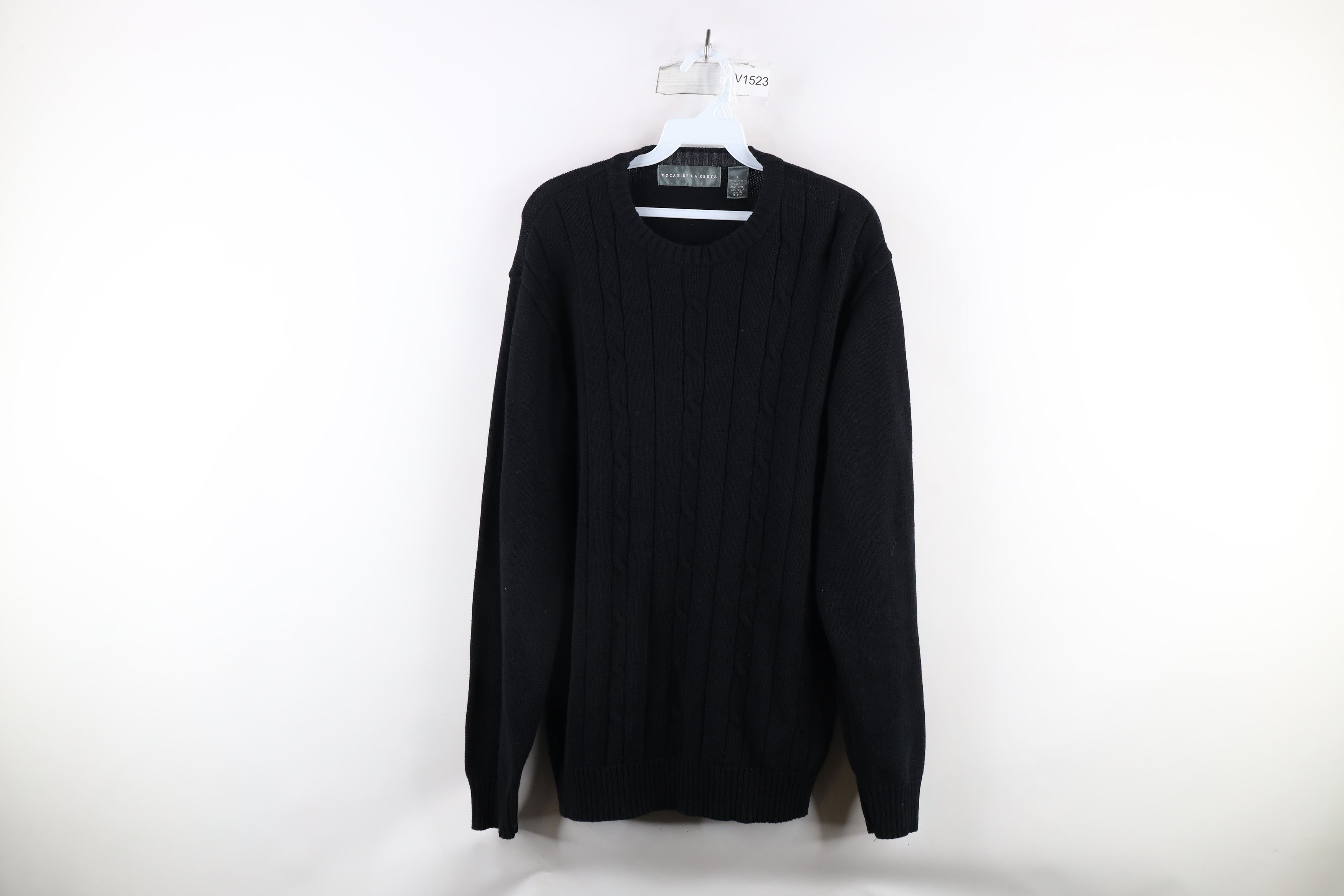 Vintage Vintage 90s Streetwear Cable Knit Crewneck Sweater Black Size US L / EU 52-54 / 3 - 1 Thumbnail