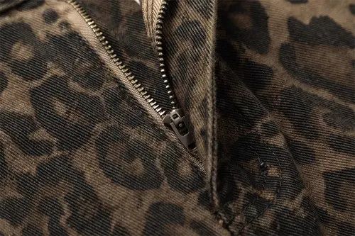 Anime × Japanese Brand × Jean Leopard Camouflage Men's Washed Distressed Straight Jeans Size US 34 / EU 50 - 4 Thumbnail