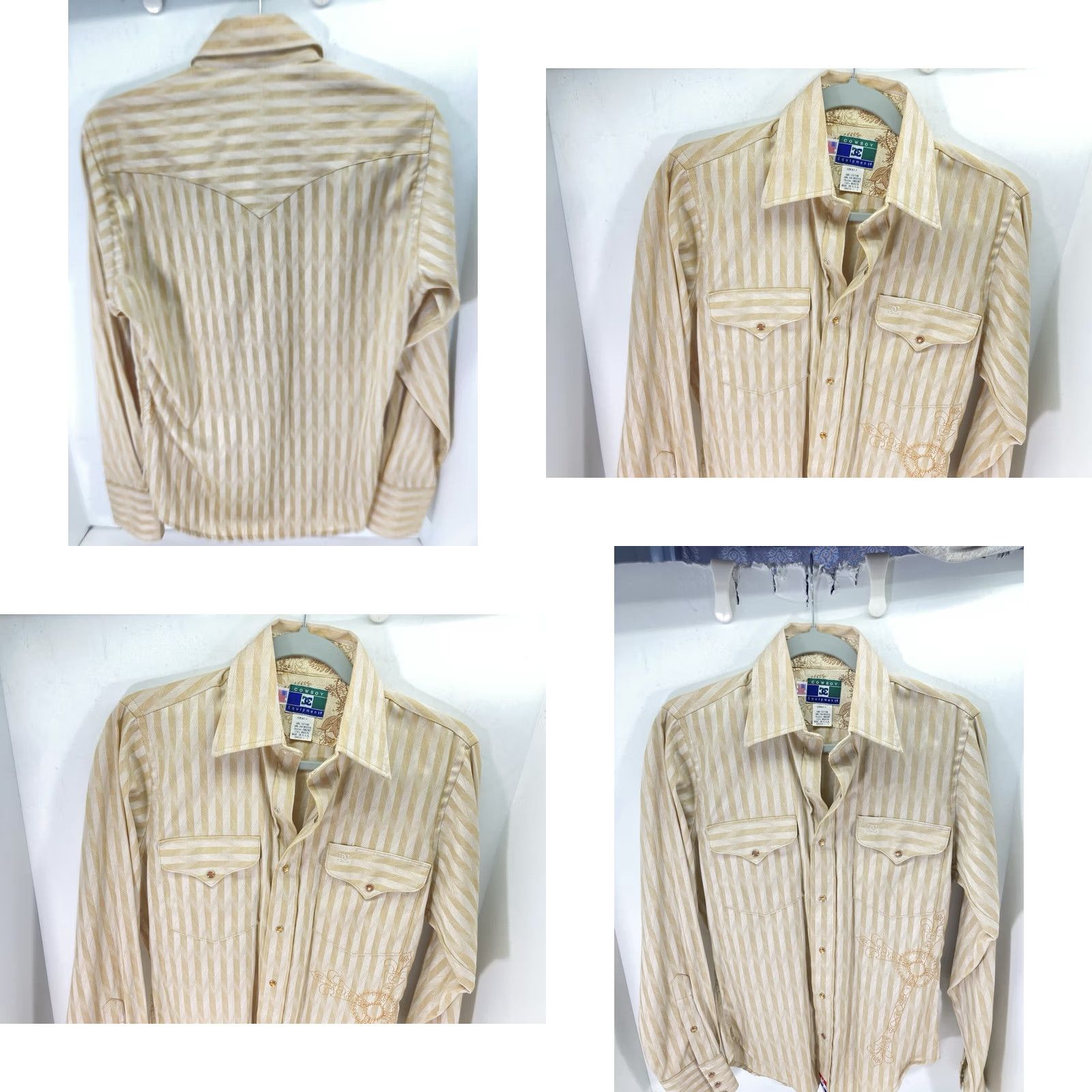 Equipment Cowboy Equipment Pearl Snap Shirt Men Size S Gold Stripe Western Embroidered Long Sleeve Vintage USA Size US S / EU 44-46 / 1 - 9 Thumbnail