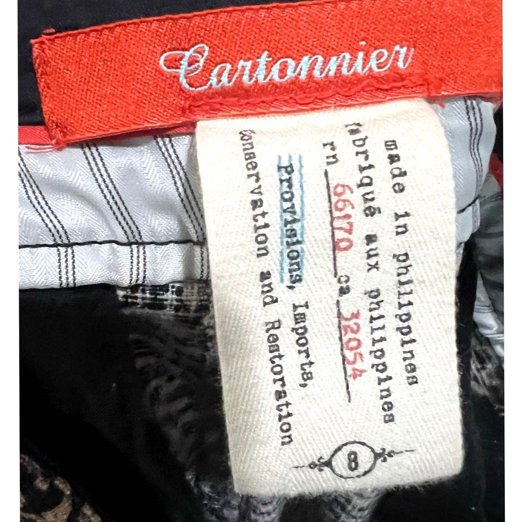 Anthropologie Cartonnier Anthropologie Women’s Black Motif Print Ankle Pants Slim Fit 8 Cotton Blend Slim Rise Mid Inseam 25.5 in Hook Zip Womens Size 30" / US 8 / IT 44 - 6 Thumbnail