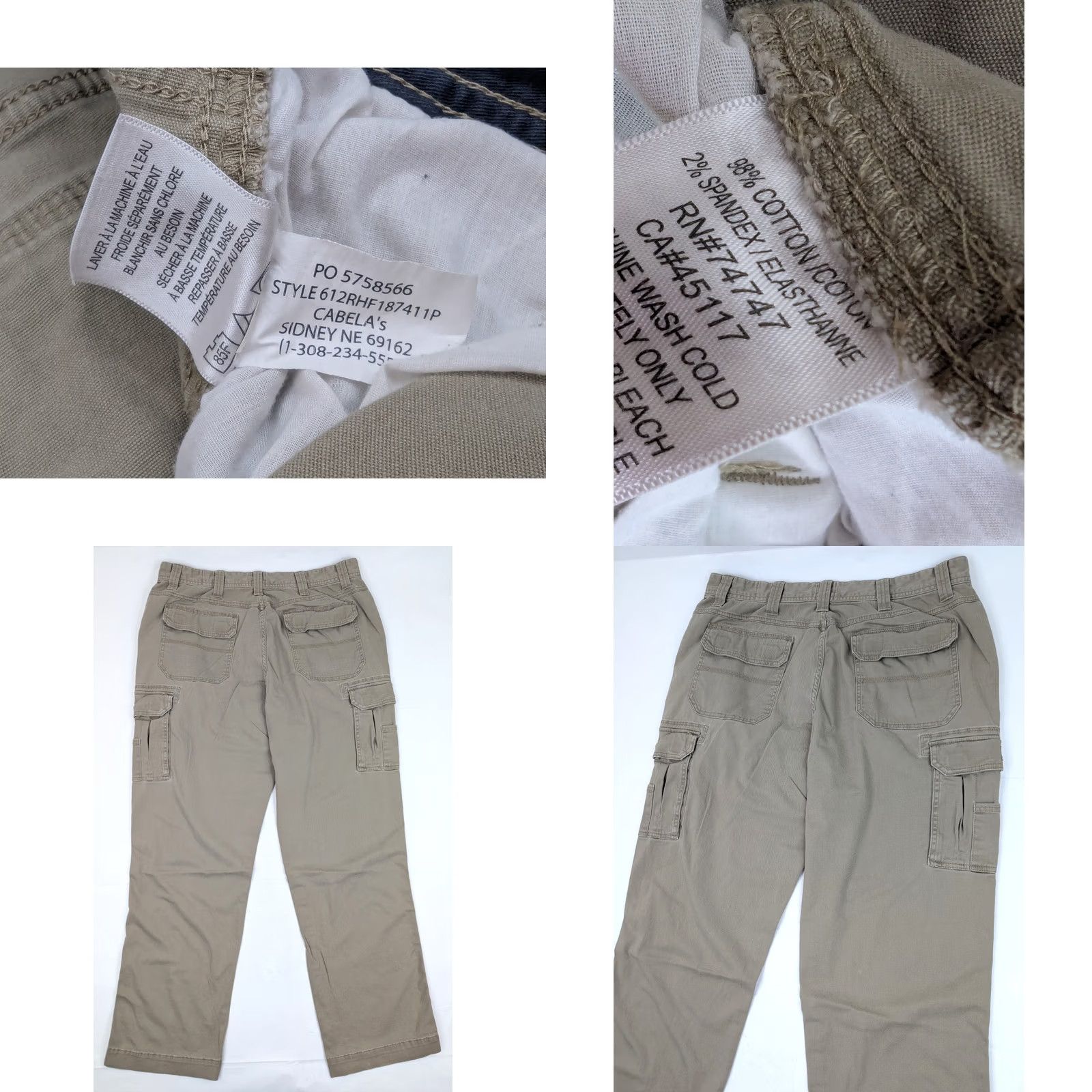 Vintage RedHead Cargo Pants Men 36 Regular Beige Cotton Outdoor Hiking Work Casual Size US 36 / EU 52 - 8 Thumbnail