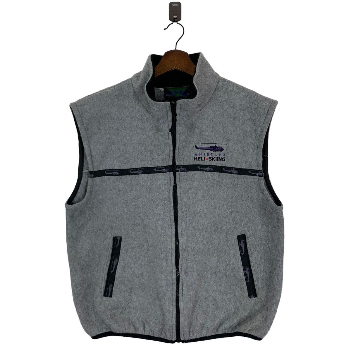 Image of Vintage Whistler Hell Ing Vest Fleece Jacket in Grey, Men's (Size Small)