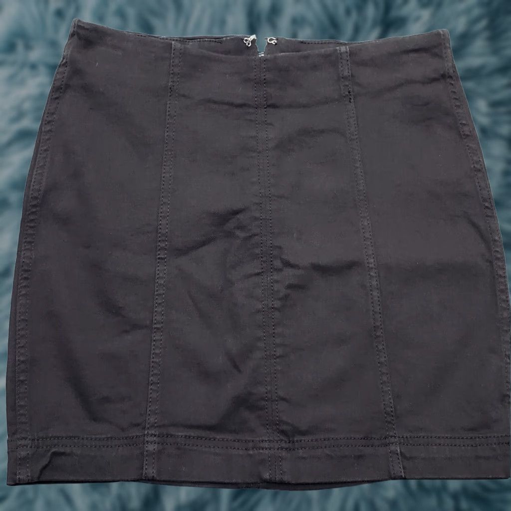 Free People Free People Pencil Skirt Womens 4 Black Cotton Stretch Back Zip Satin? Replace Not Allowed. Size 27" / US 4 / IT 40 - 1 Thumbnail