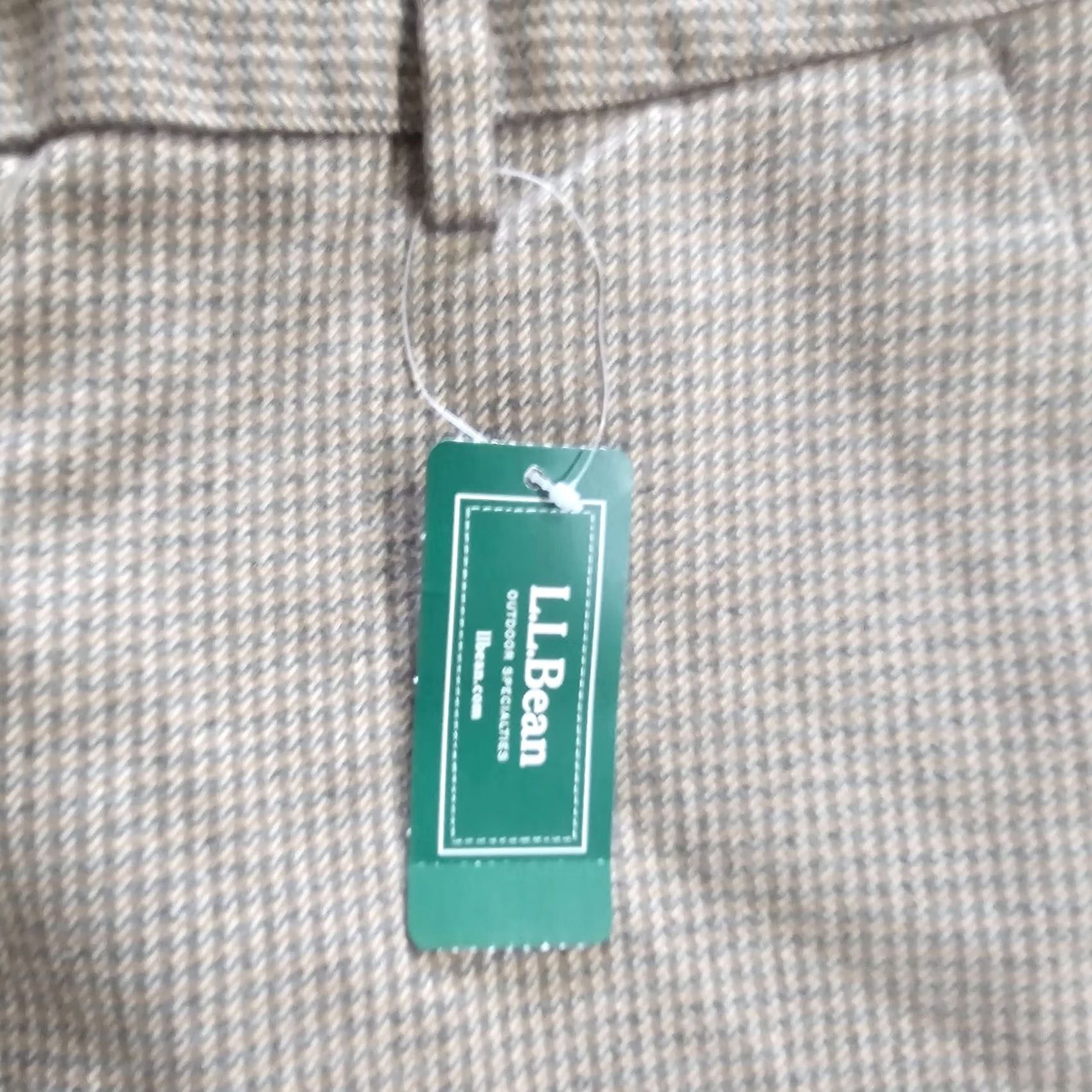 Vintage L.L. Bean Pants Womens 14 Beige Flannel Houndstooth Straight Leg Career Classic Size 36" / US 14 / IT 50 - 4 Thumbnail