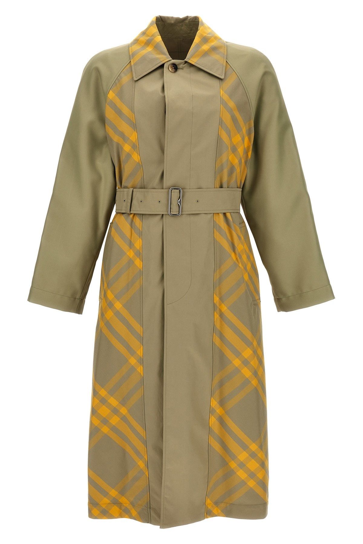 image of Burberry Check Insert Trench Coat in Beige, Men's (Size XS)