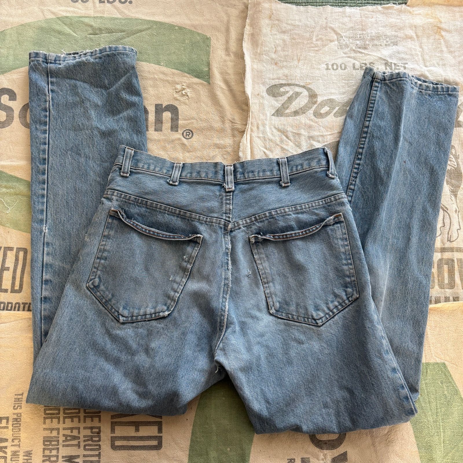 Vintage Vintage 1970s Faded Distressed Blue Jeans Repairs 28x30 Size 28" / US 6 / IT 42 - 5 Thumbnail