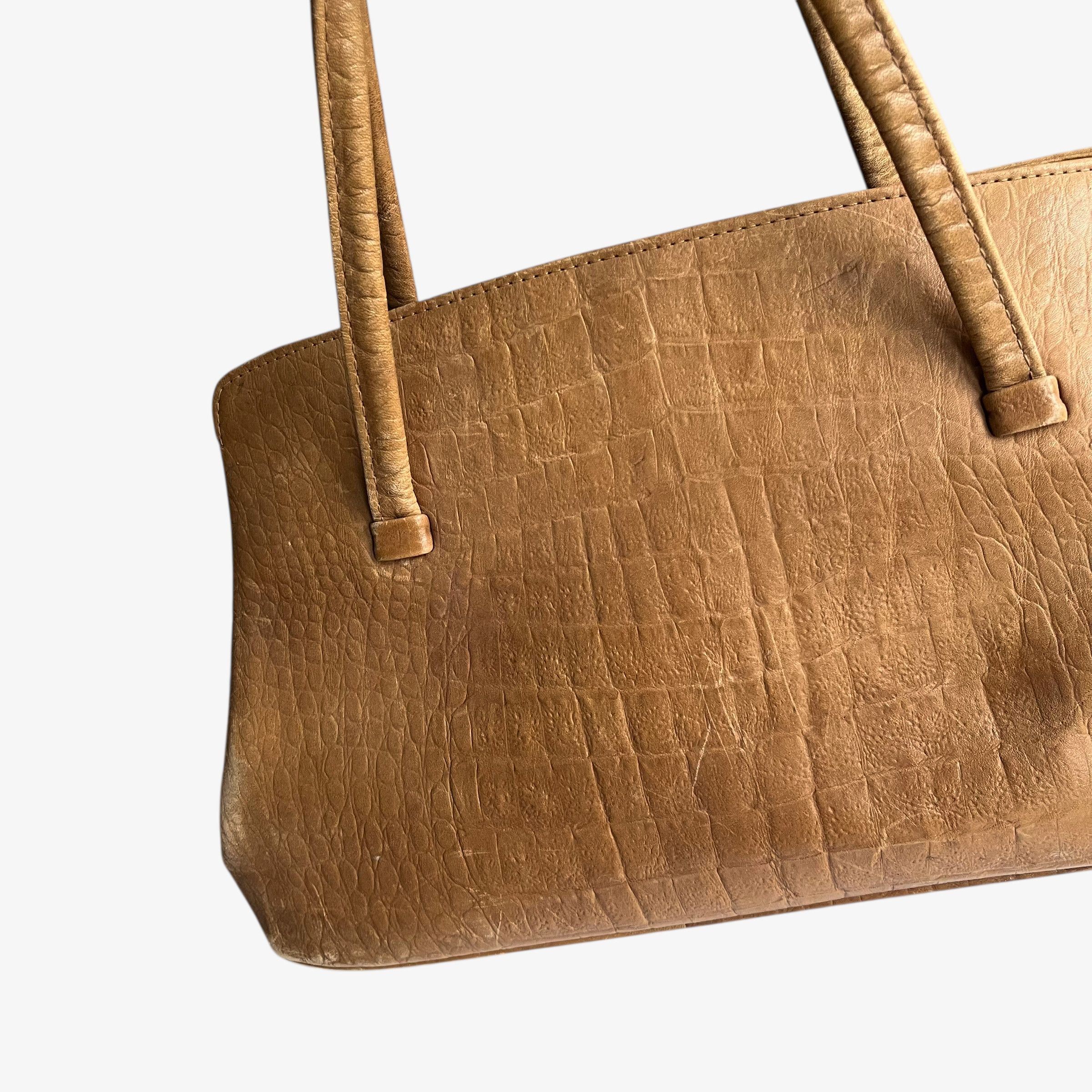 Other Vintage 1950s Crocodile Embossed Brown Leather Shoulder Bag Size ONE SIZE - 5 Thumbnail