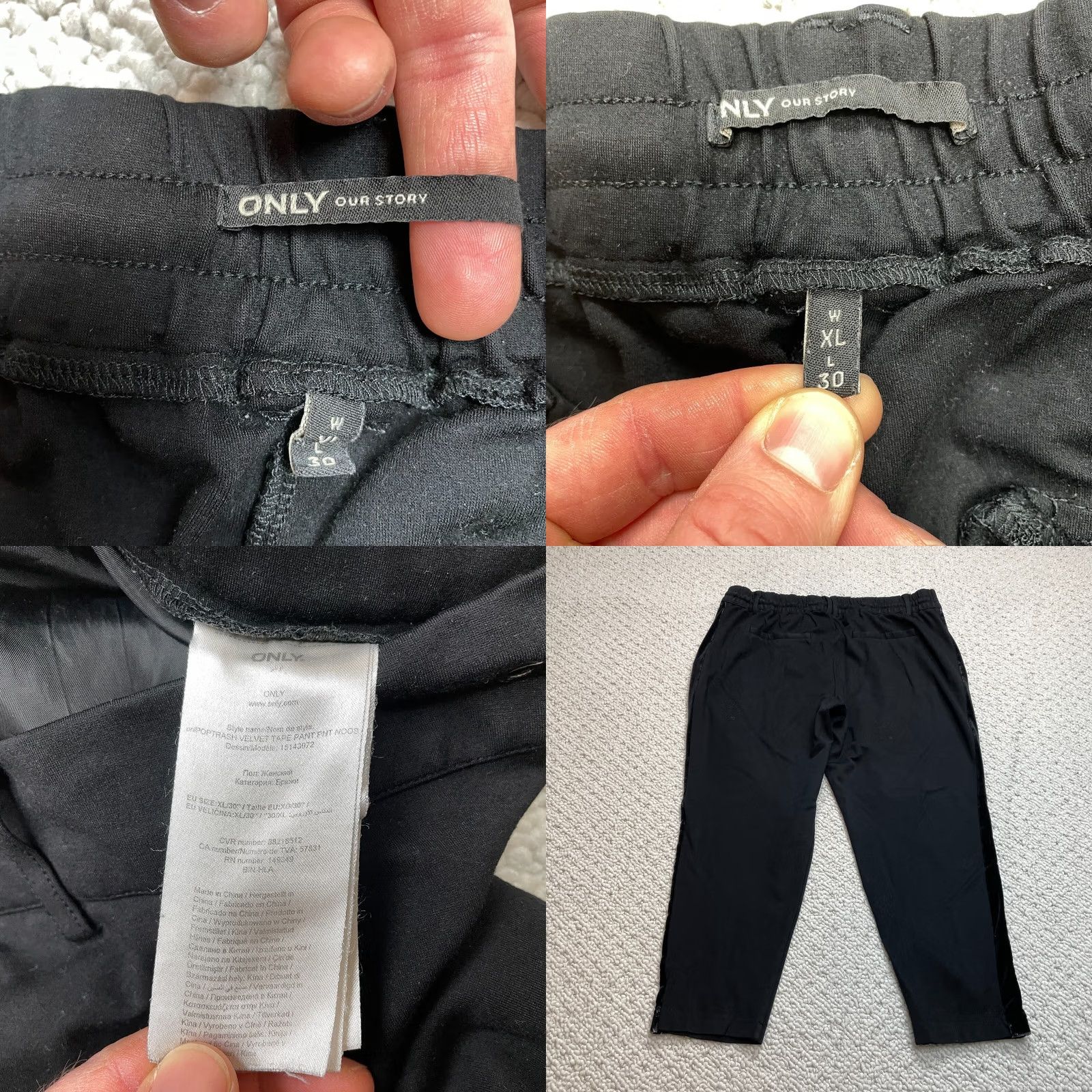Vintage ONLY Our Story Sweatpants Womens XL Black Solid Cropped Stretch 36x23 Health? Size 25" / US 0 / IT 36 - 9 Thumbnail