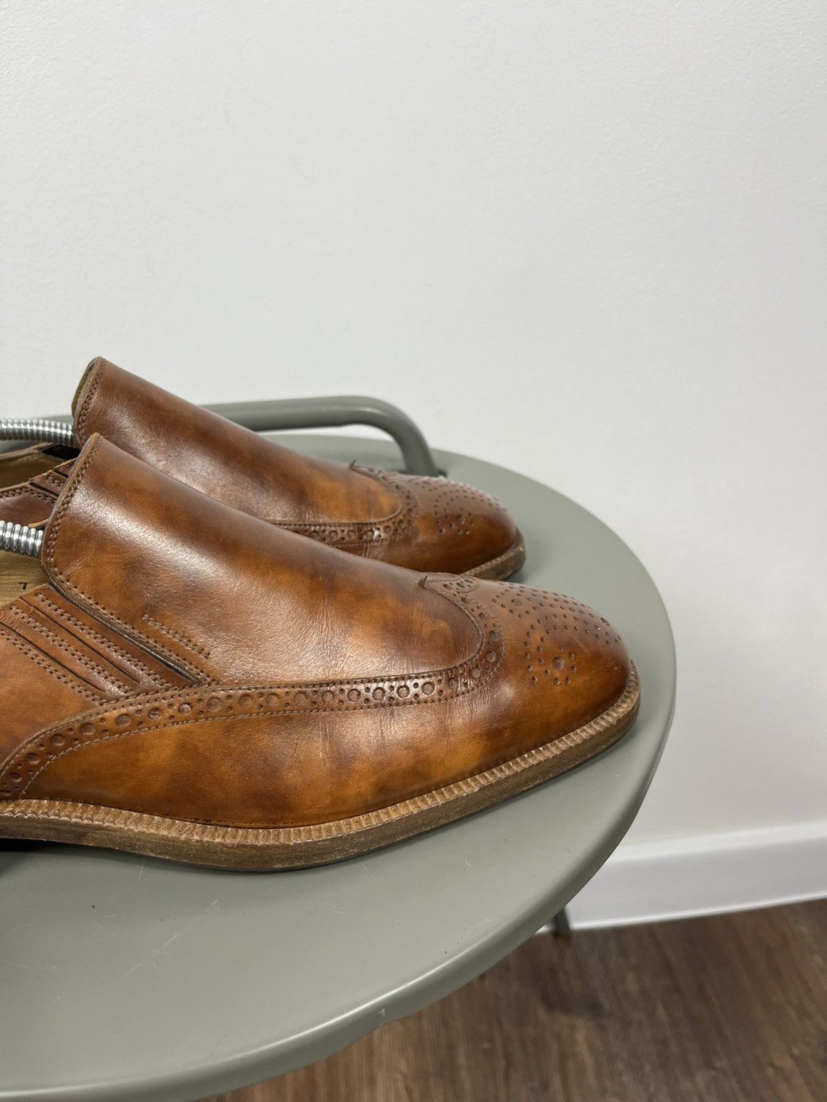 Gravati Gravati Brown Leather Brogue Slip On Dress Shoes US 7 EU 40 Size US 7 / EU 40 - 4 Thumbnail
