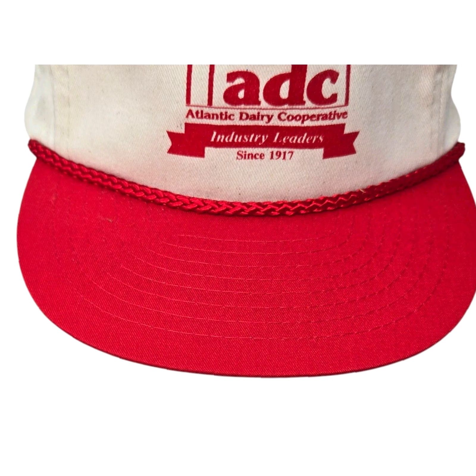 Vintage VINTAGE Atlantic Dairy Cooperative Trucker Hat ADC Rope Snapback Adjustable Red Men One Size Trucker Hat USA Adjustable Size ONE SIZE - 4 Thumbnail