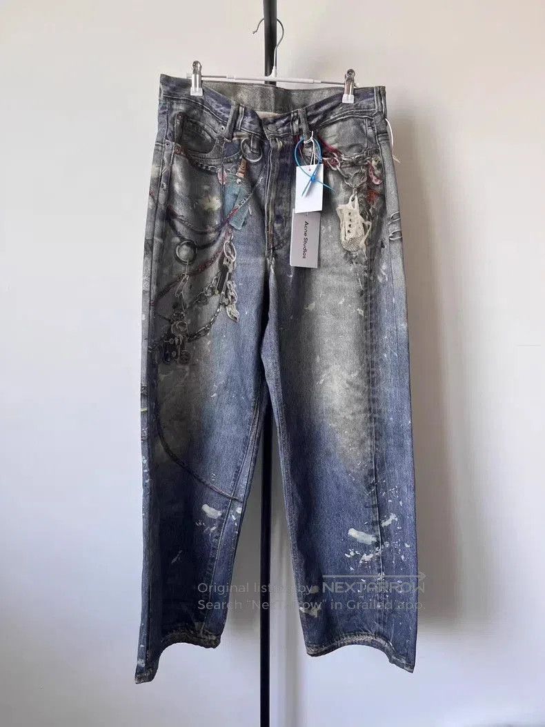 Acne Studios Blue Baggy Printed Jeans - dmc.