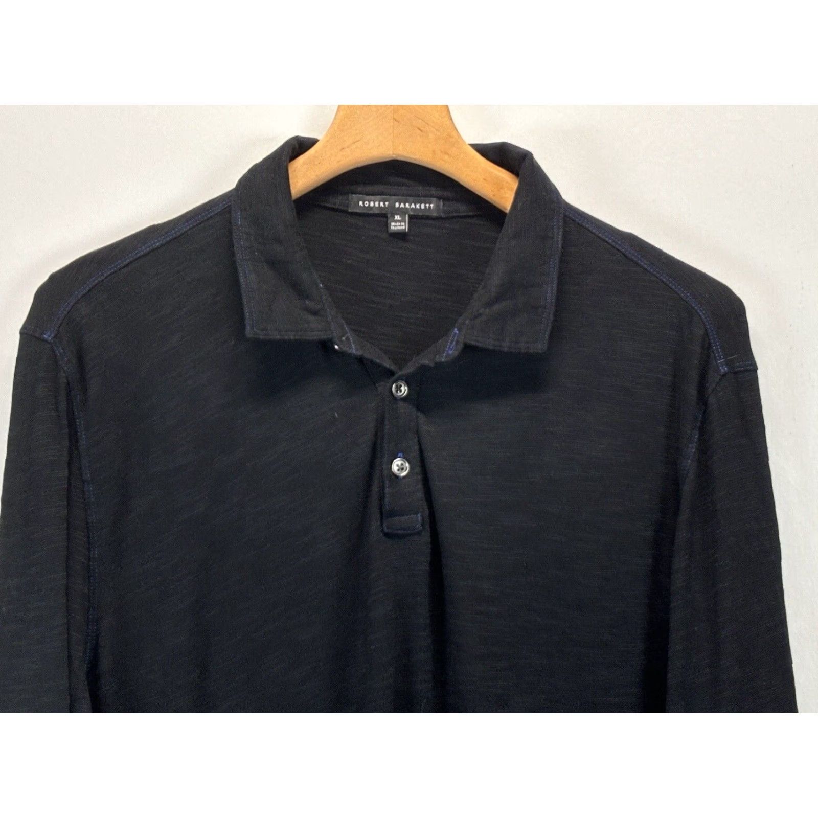 Vintage Rob Barakett Mens Long Sleeve Polo Shirt XL Black Lightweight Cotton Size US XL / EU 56 / 4 - 2 Thumbnail