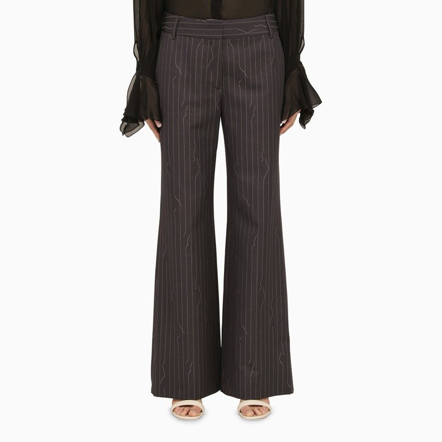Off-White o1d2blof0924 Wool-Blend Palazzo Trousers in Grey Size 28" / US 6 / IT 42 - 1 Thumbnail