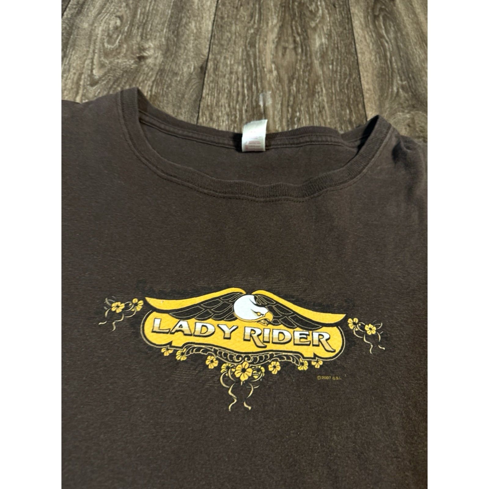 Anvil VINTAGE Lady Rider Women’s Motorcycle Biker Brown Longsleeve Y2K T-Shirt L Size L / US 10 / IT 46 - 5 Thumbnail