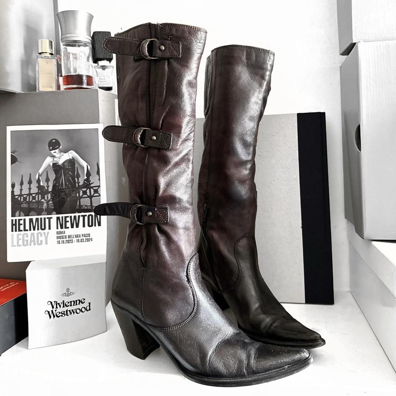 Vintage Archive Vintage biker gladiator boots many belts gradient Size US 5.5 / IT 35.5 - 1 Thumbnail