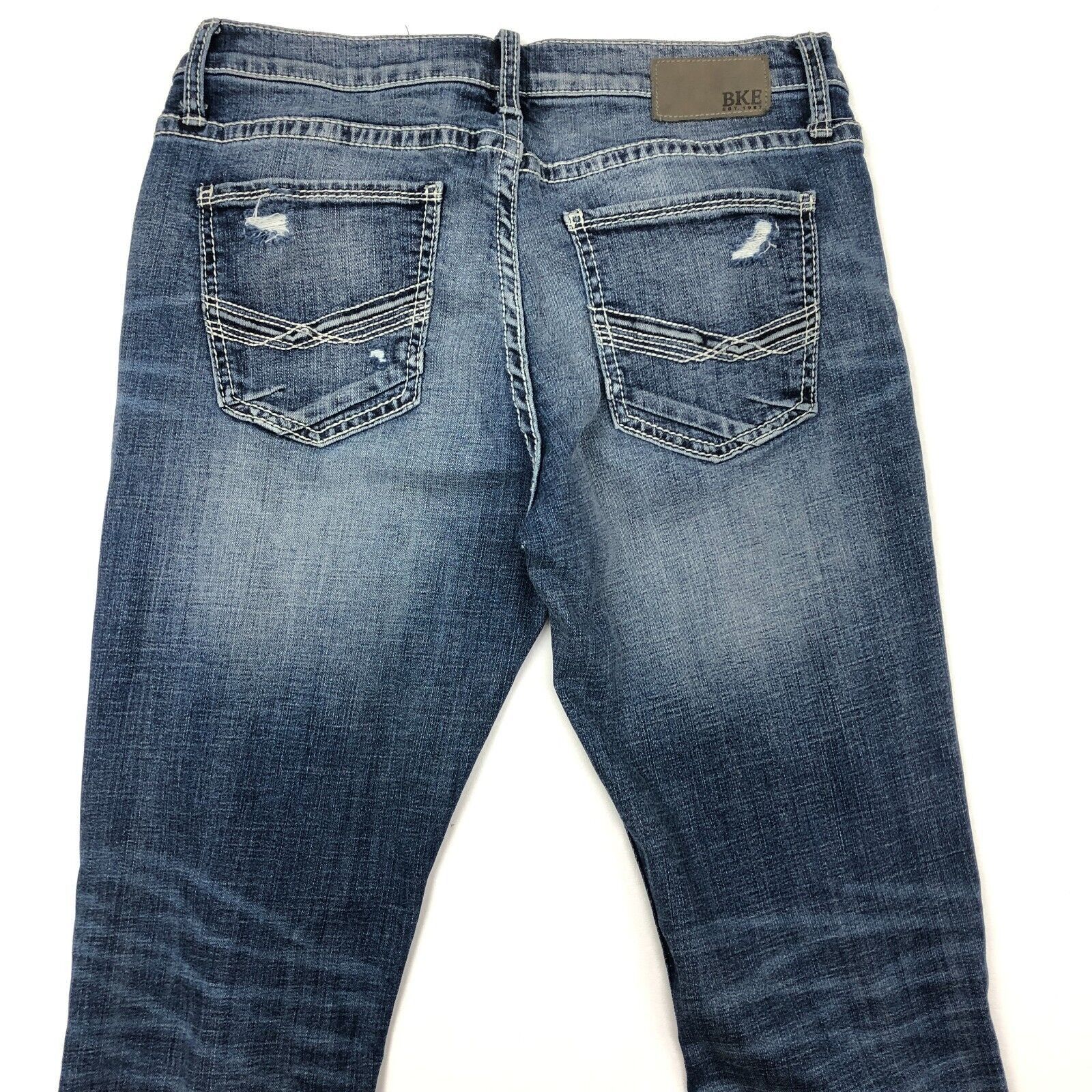 Vintage BKE Mason Light Wash Distressed Blue Slim Jeans Size 33x34 Size US 33 - 9 Thumbnail