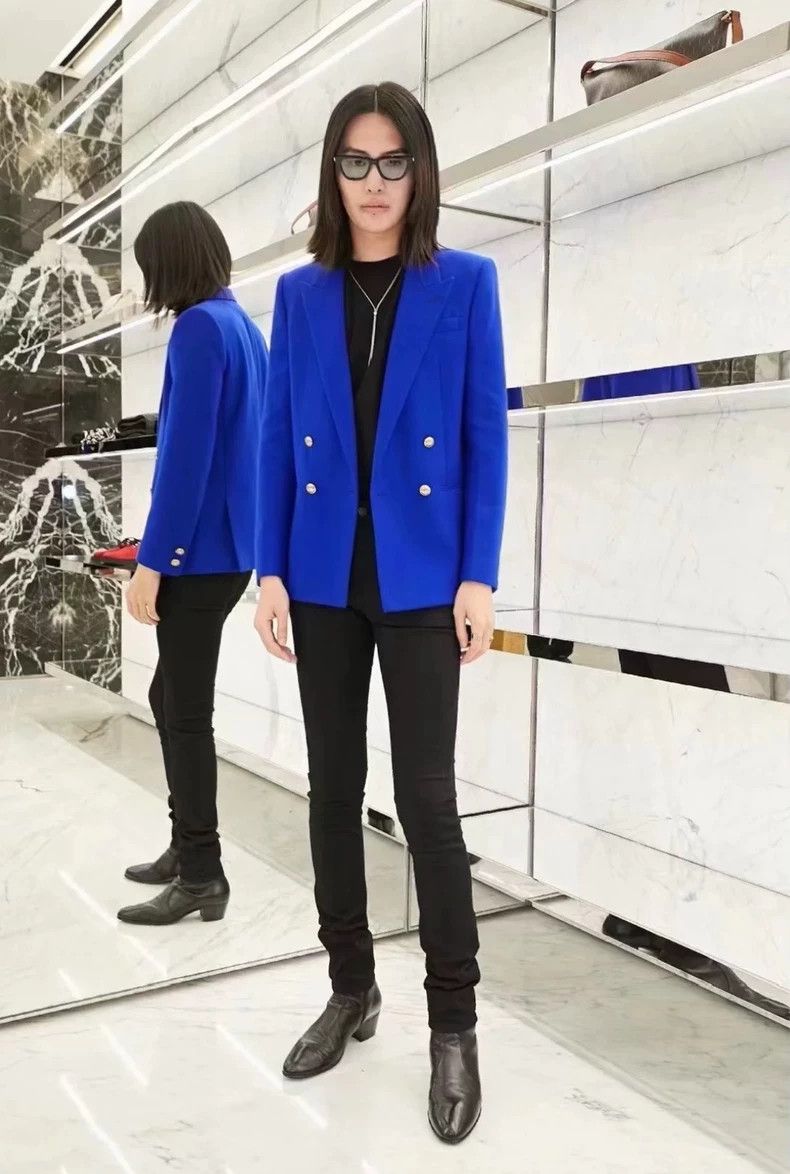 Yves Saint Laurent Saint Laurent FW21 SLP double-breasted flannel suit 2502-Ne Size 50R - 8 Thumbnail