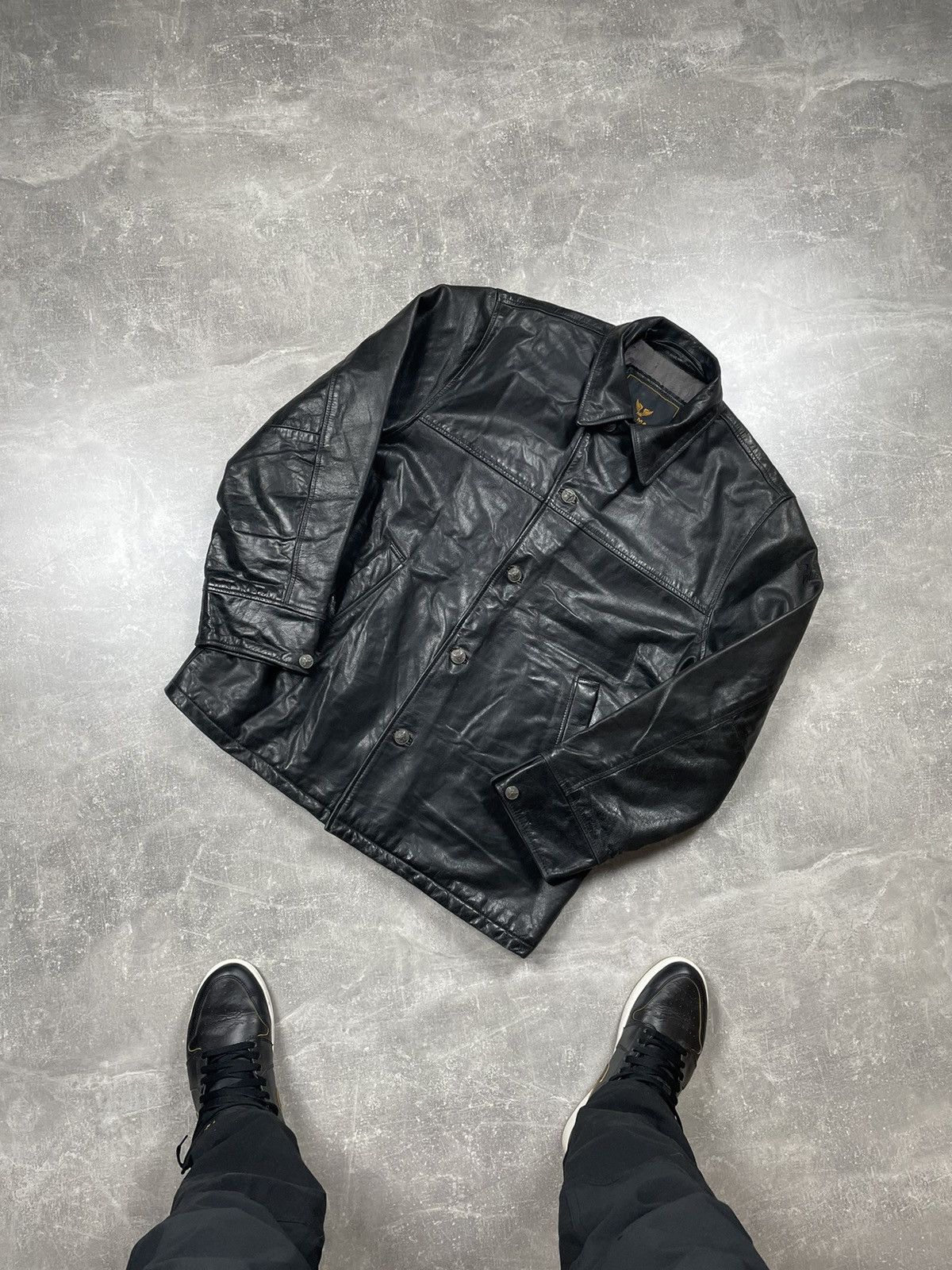 Genuine Leather × Vintage × Wilsons Leather Wilsons Vintage Genuine Leather Black Duffel Coat Jacket Size US XL / EU 56 / 4 - 12 Thumbnail