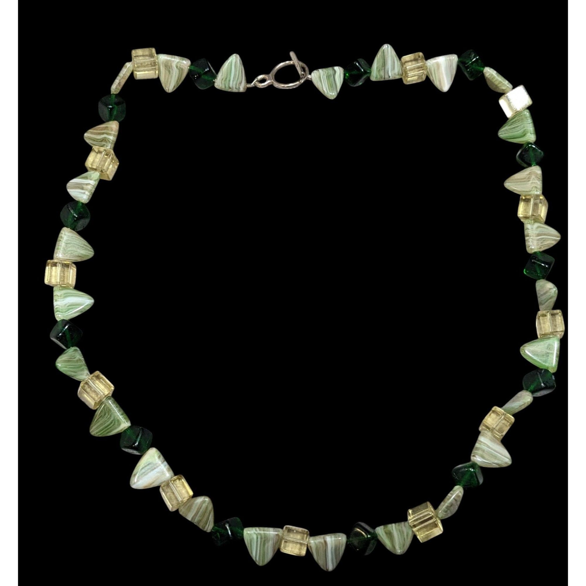 Other Fairycore Geometric Green Gemstone And Glass Beaded Necklace Size ONE SIZE - 1 Thumbnail