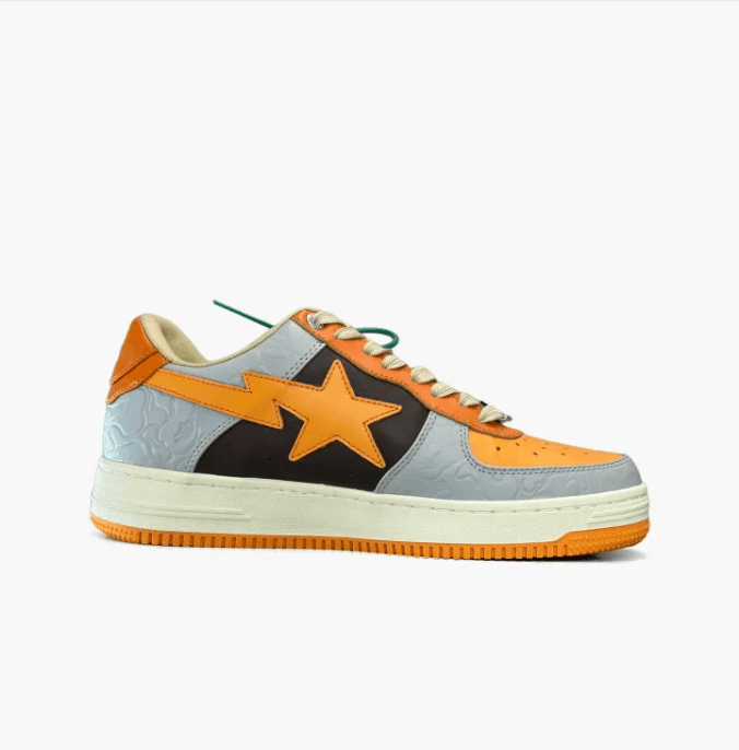 Bape A Bathing Ape Bapesta Low Orange Grey Sneakers Size US 8 / EU 41 - 3 Thumbnail