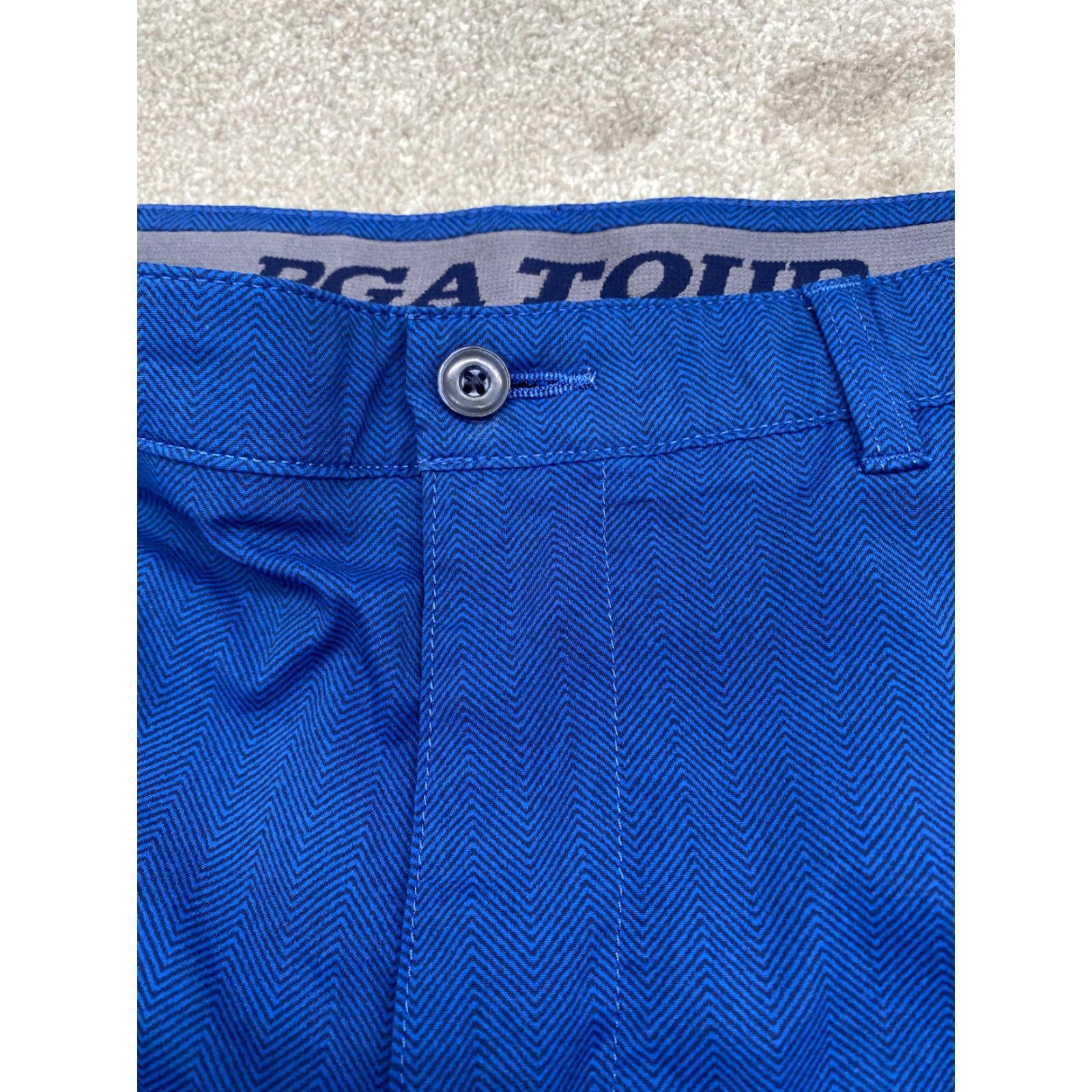 PGA Tour PGA TOUR Golf Performance Shorts 34x10 Blue Chevron Stretch Pockets 6539 Men Shirt Chino Slim? Size US 34 / EU 50 - 4 Thumbnail