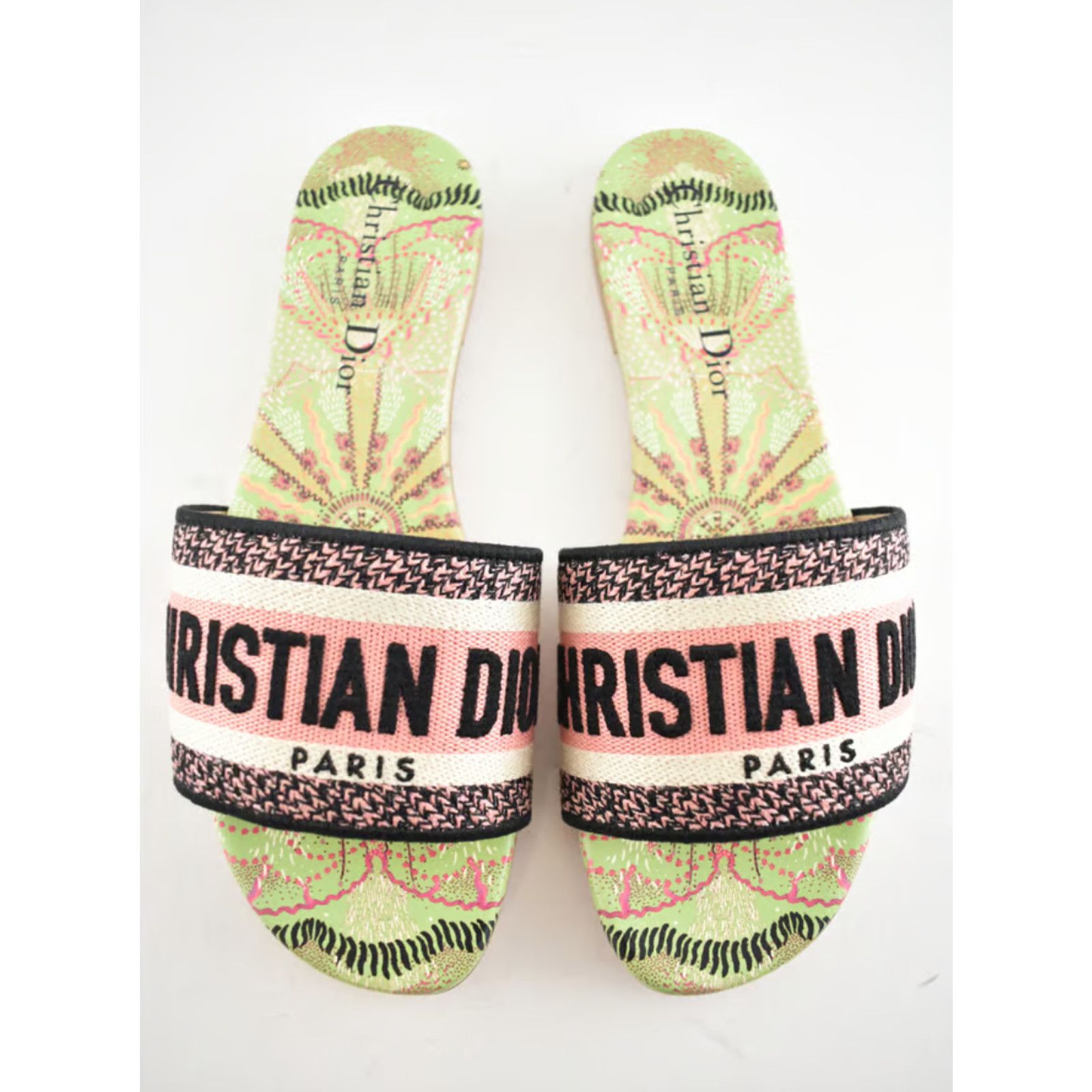 Dior In Lights Dway Embroidered Logo Slide Flat Sandal 35.5 Size US 5.5 / IT 35.5 - 8 Thumbnail