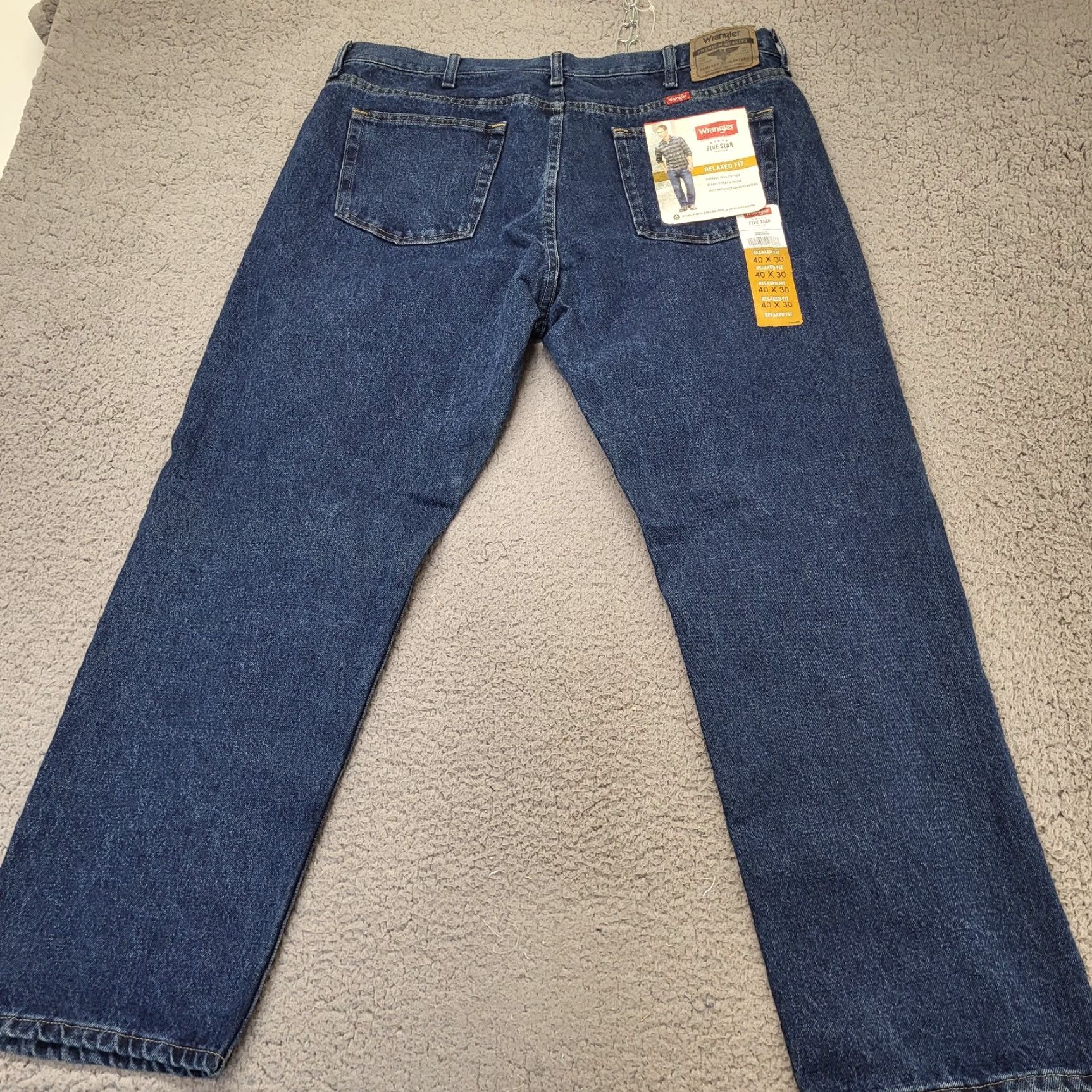Wrangler Wrangler Jeans Men's 40x30 Blue Five Star Premium Relaxed Fit Denim Western Five Pocket 100% Cotton Regular Size Type Jeans Mens Size US 40 / EU 56 - 3 Thumbnail