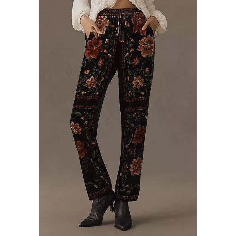 Farm Rio Macaws Garden Black Pants Size S NWT MSPR 230