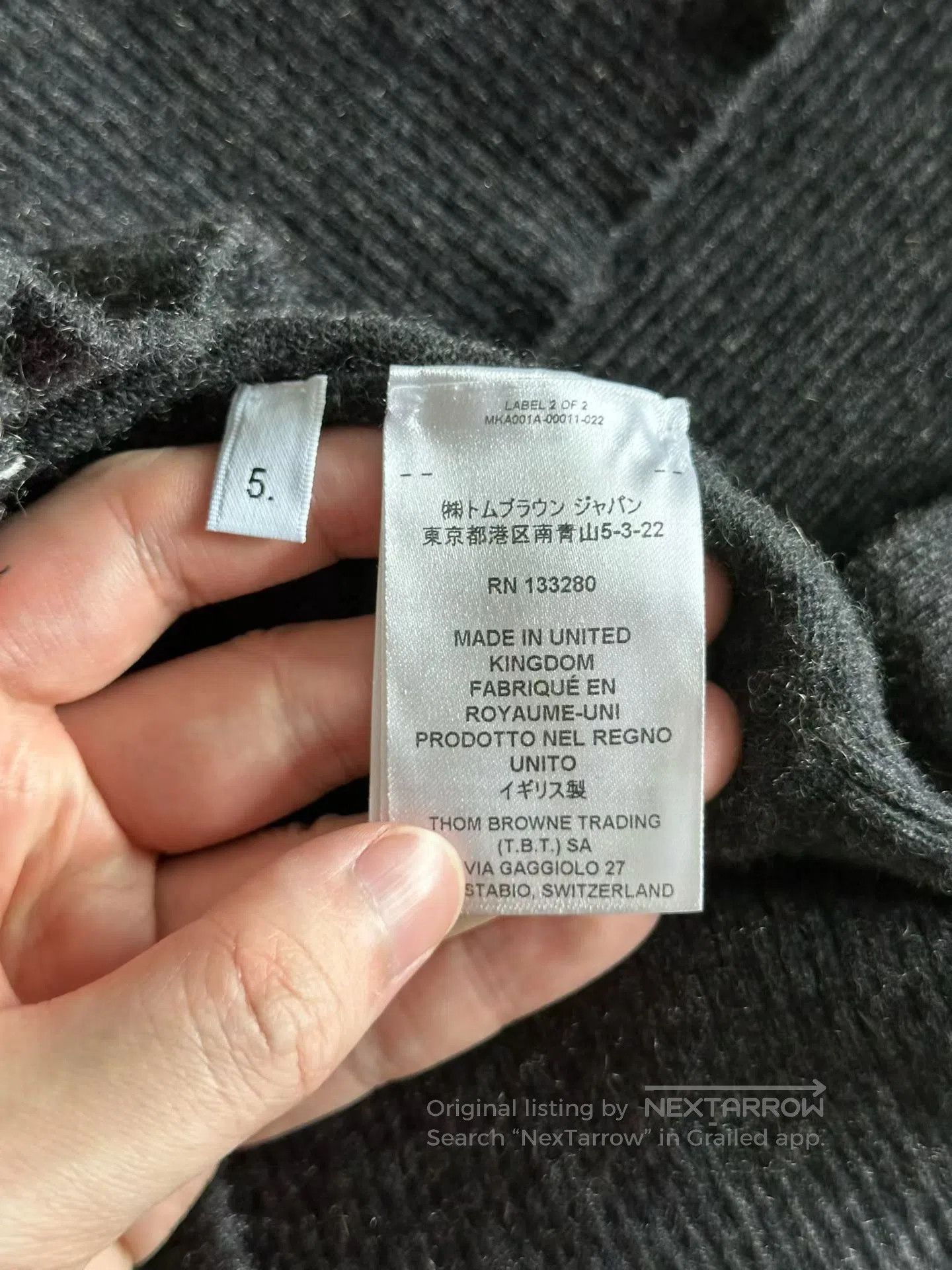 Thom Browne Thom Browne Dark Gray Cashmere Sweater| Size US XXL / EU 58 / 5 - 4 Thumbnail