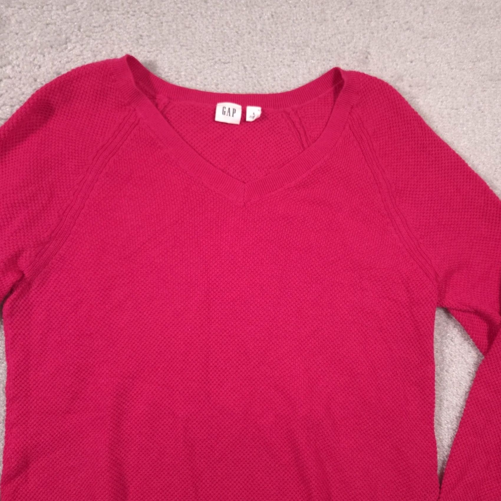 Gap Gap Sweater Womens S Pink V-Neck Waffle Knit Pullover Long Sleeve Pullover Casual Knit Slim Raglan Cuffs Hem Size S / US 4 / IT 40 - 3 Thumbnail