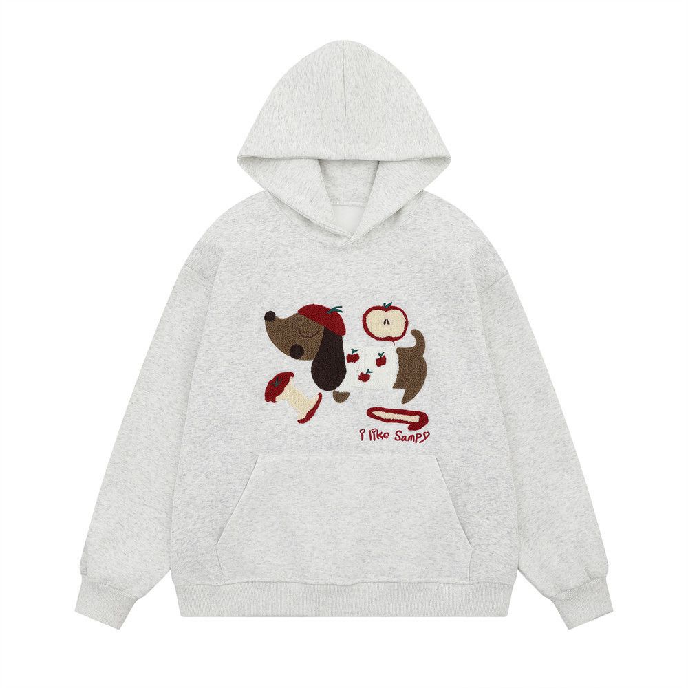 Vintage Men's Loose Casual Cartoon Puppy Embroidered Hoodie Size US M / EU 48-50 / 2 - 1 Thumbnail